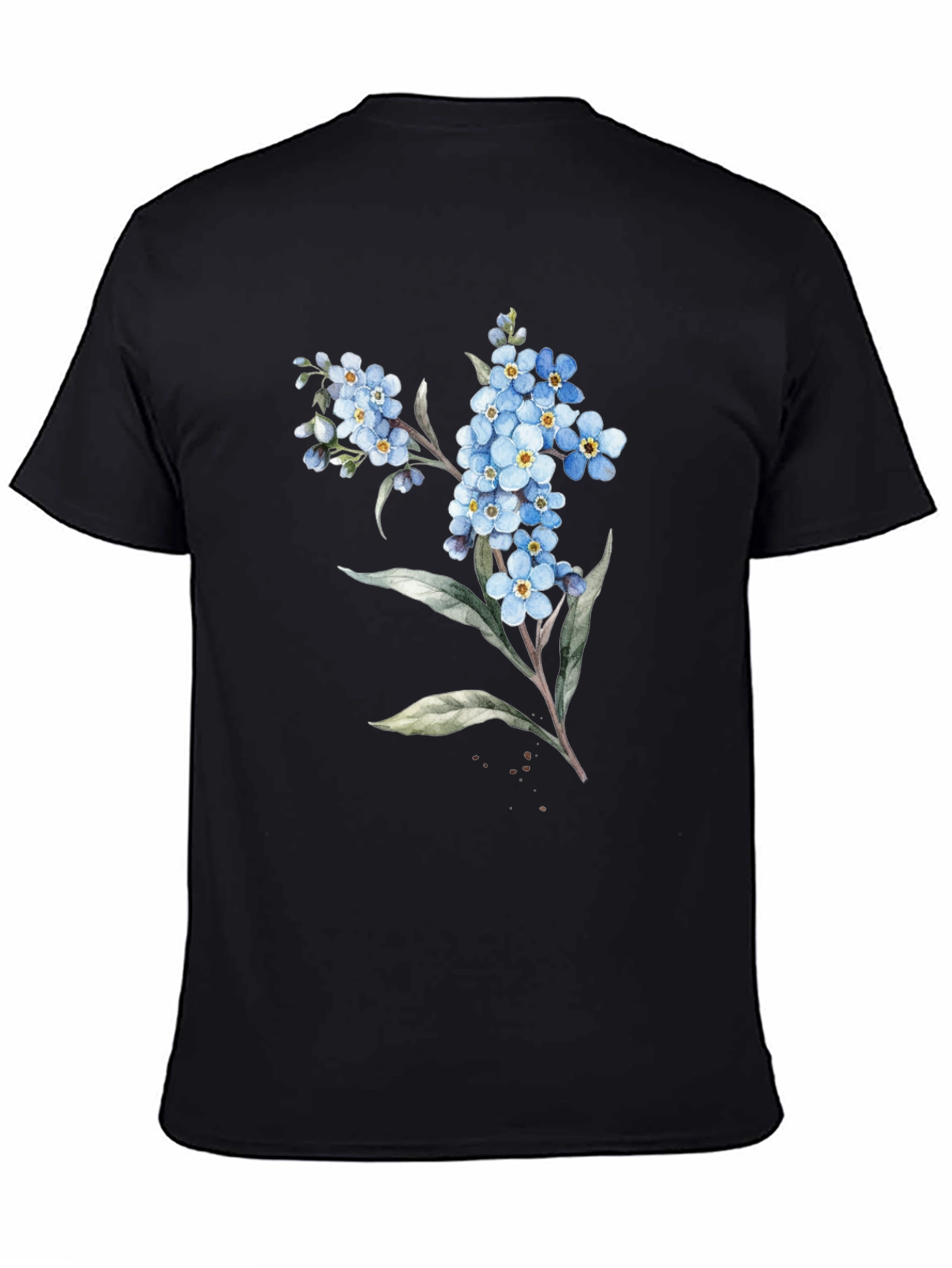 Floral Print Black Tee