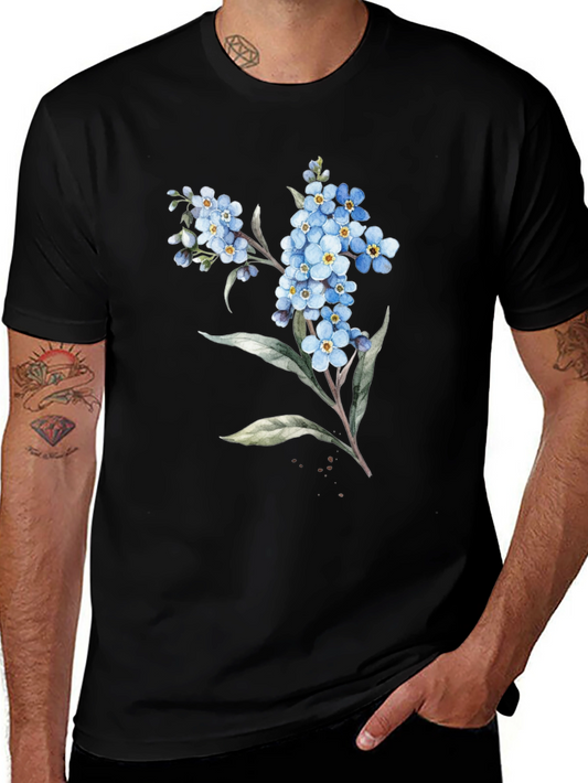 Floral Print Black Tee