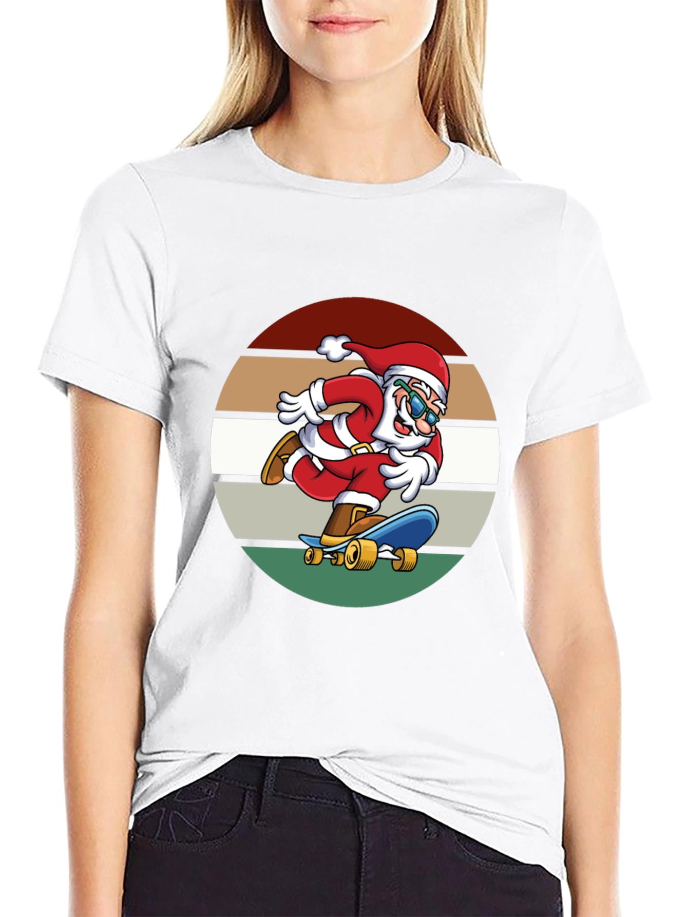 Skateboarding Santa Graphic Tee