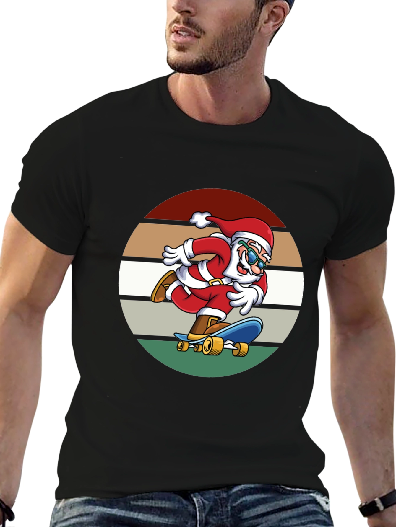 Skateboarding Santa Graphic Tee