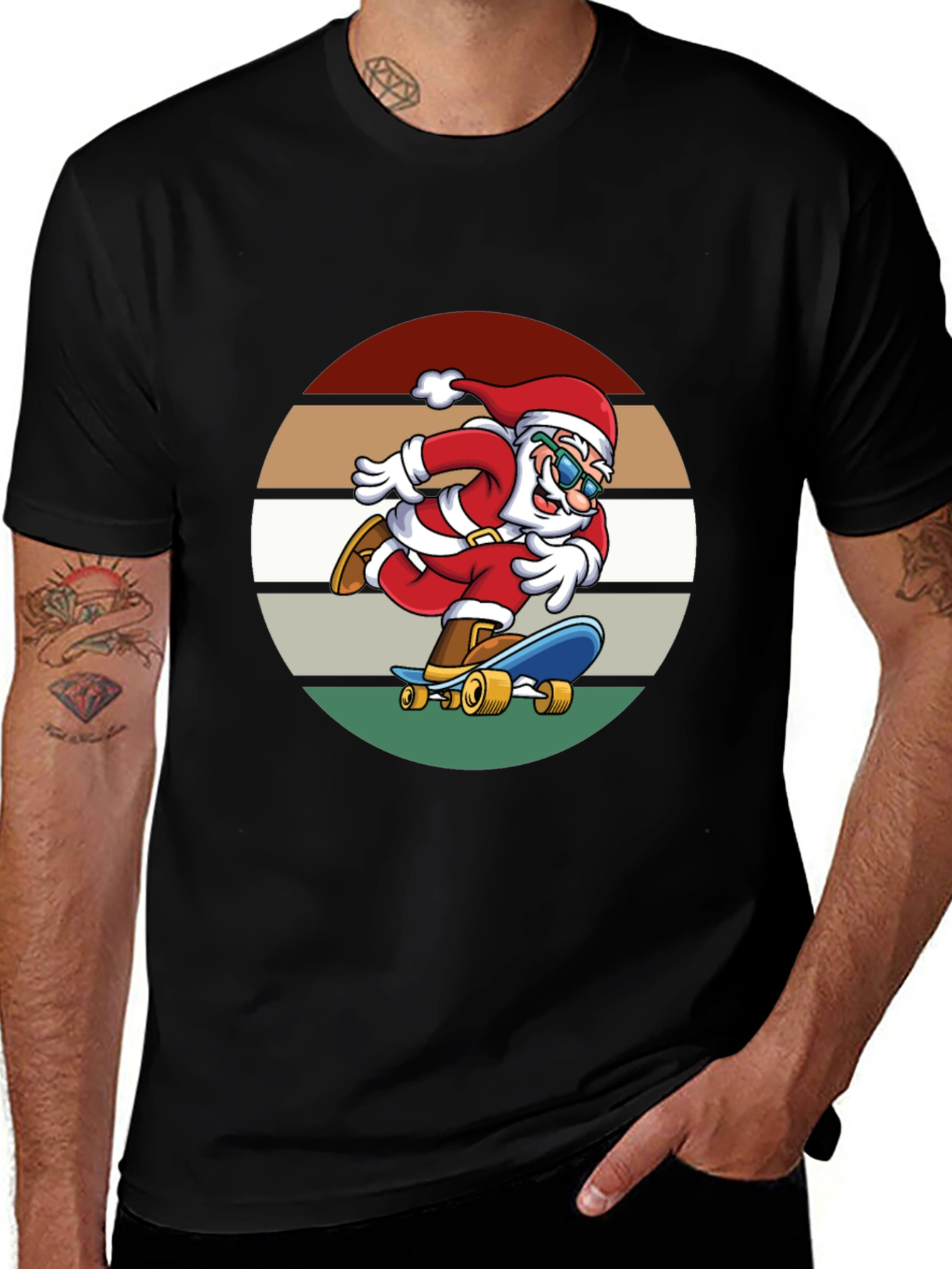 Skateboarding Santa Graphic Tee