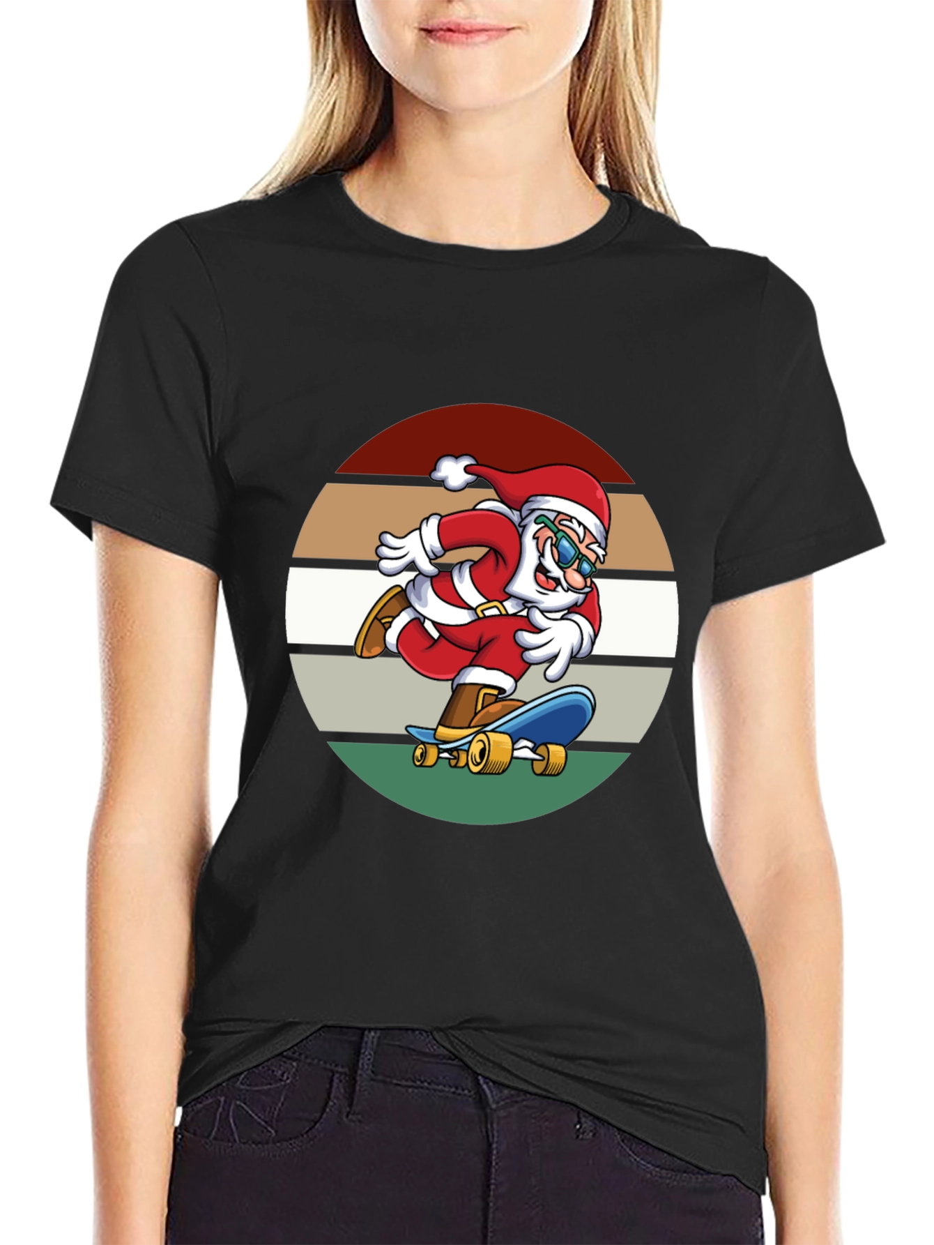 Skateboarding Santa Graphic Tee
