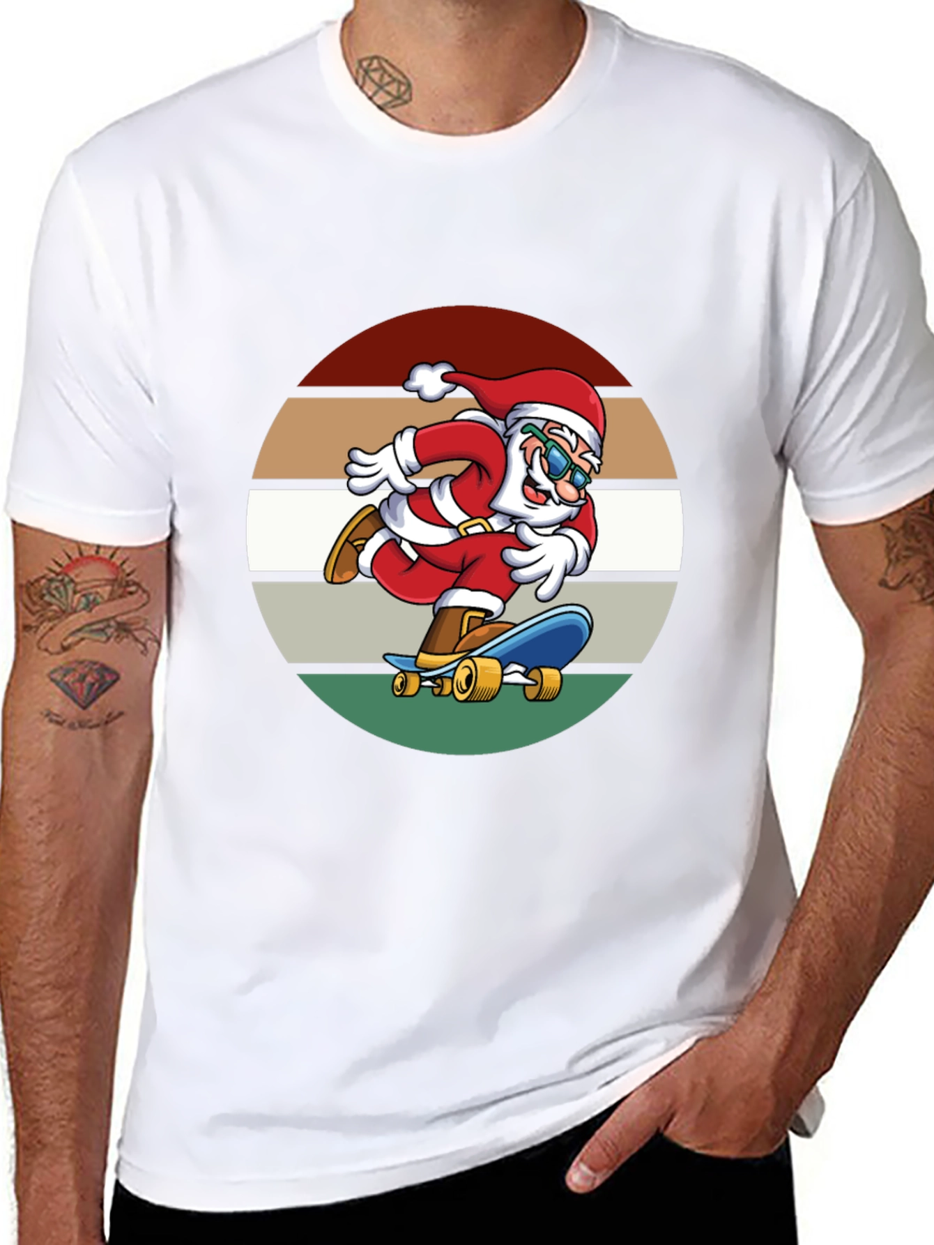 Skateboarding Santa Graphic Tee