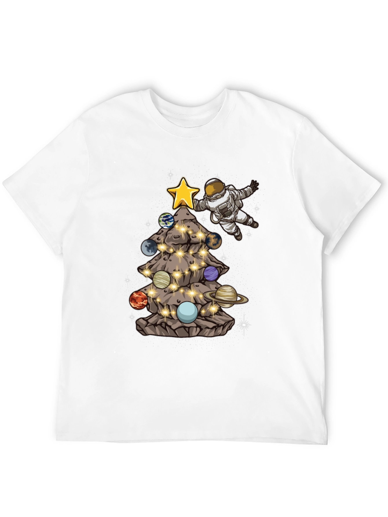 Astronaut Christmas Tree Planets T-Shirt
