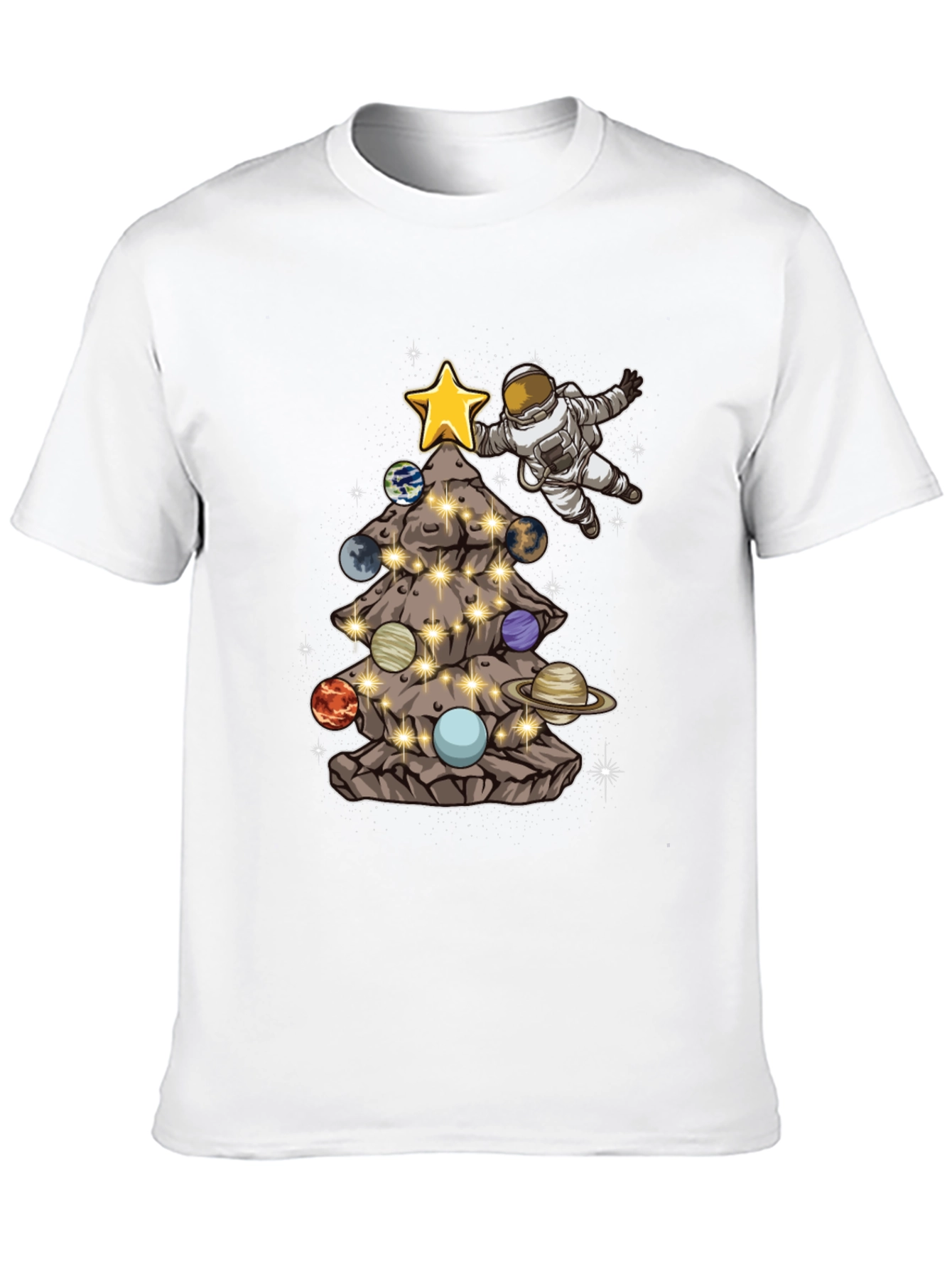 Astronaut Christmas Tree Planets T-Shirt
