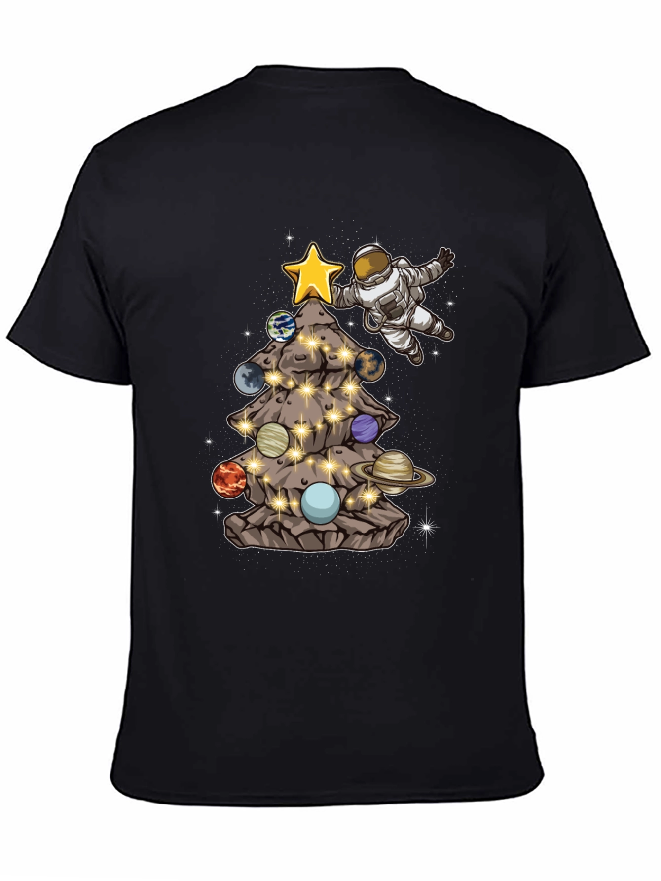 Astronaut Christmas Tree Planets T-Shirt