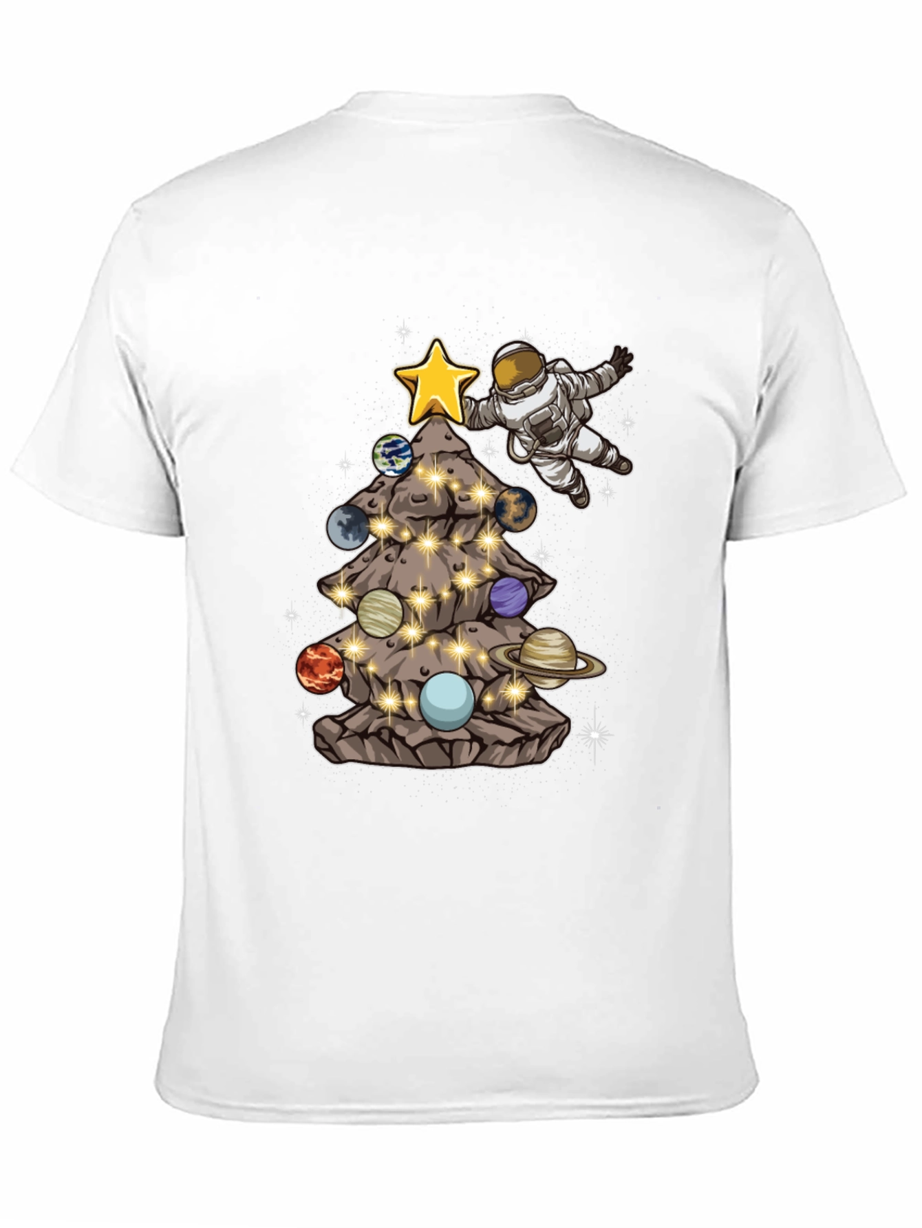 Astronaut Christmas Tree Planets T-Shirt