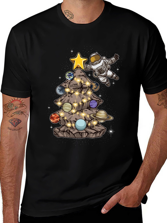 Astronaut Christmas Tree Planets T-Shirt