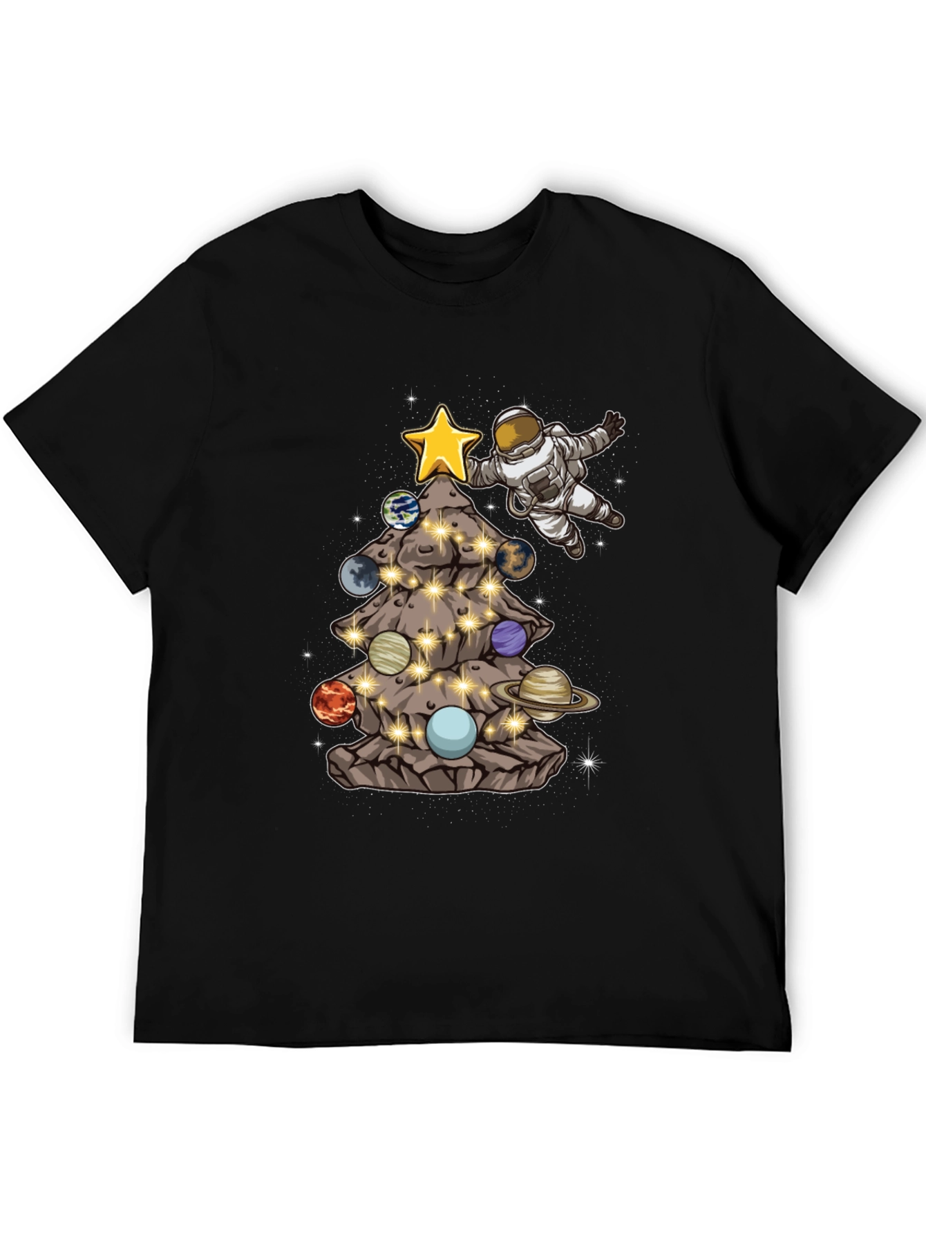 Astronaut Christmas Tree Planets T-Shirt