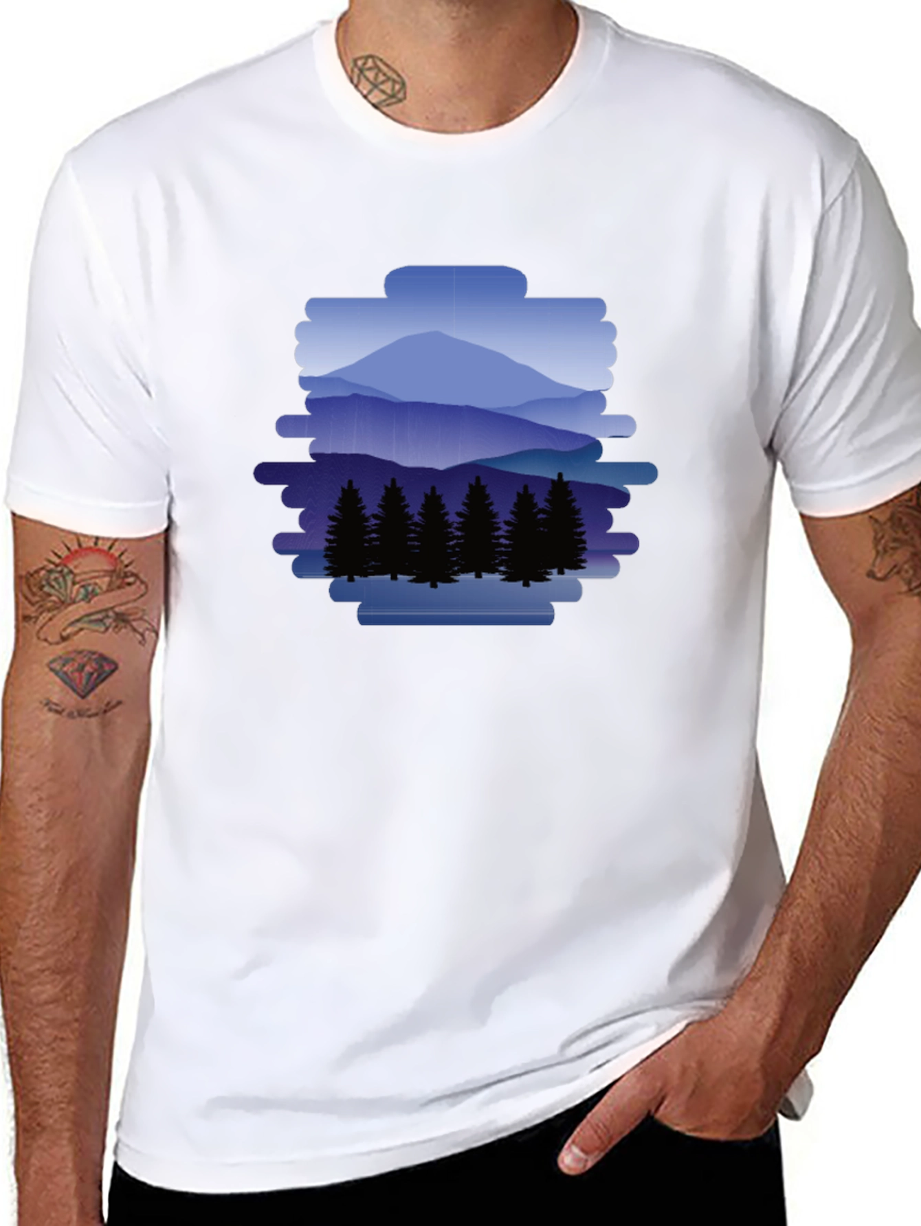 Mountain Scene Graphic Tee - Nature Lovers Black T-Shirt