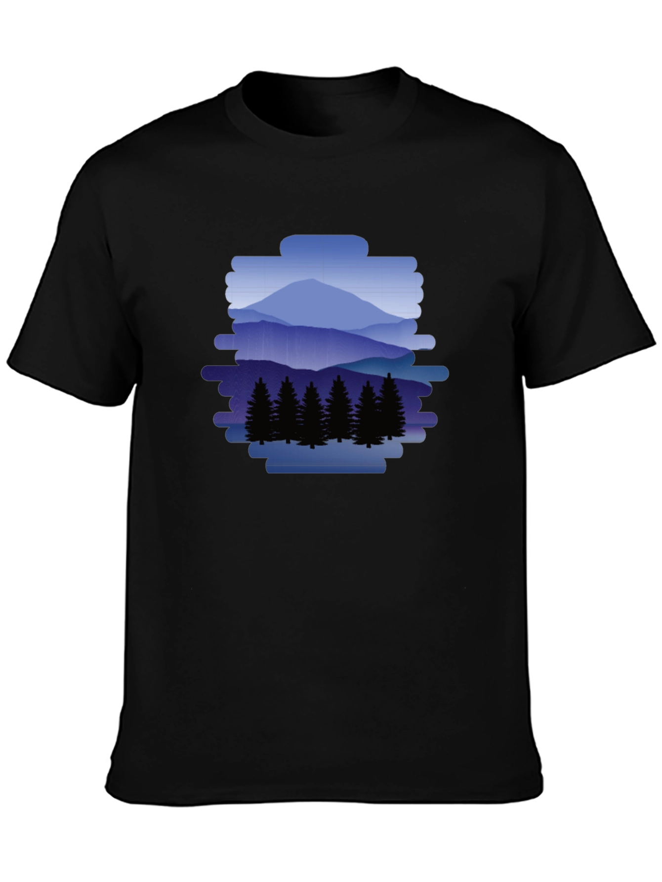 Mountain Scene Graphic Tee - Nature Lovers Black T-Shirt