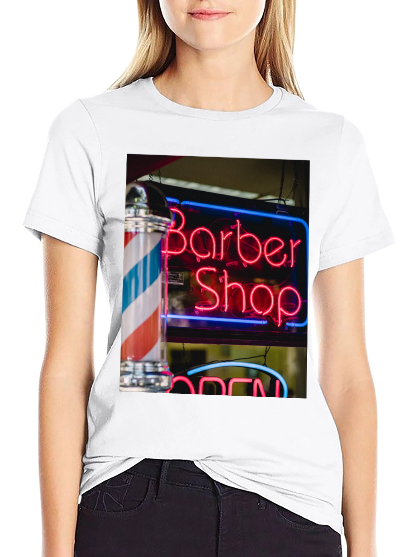 Barber Shop Neon Sign Graphic T-Shirt