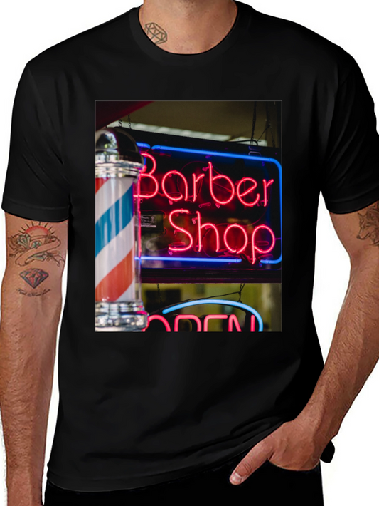Barber Shop Neon Sign Graphic T-Shirt