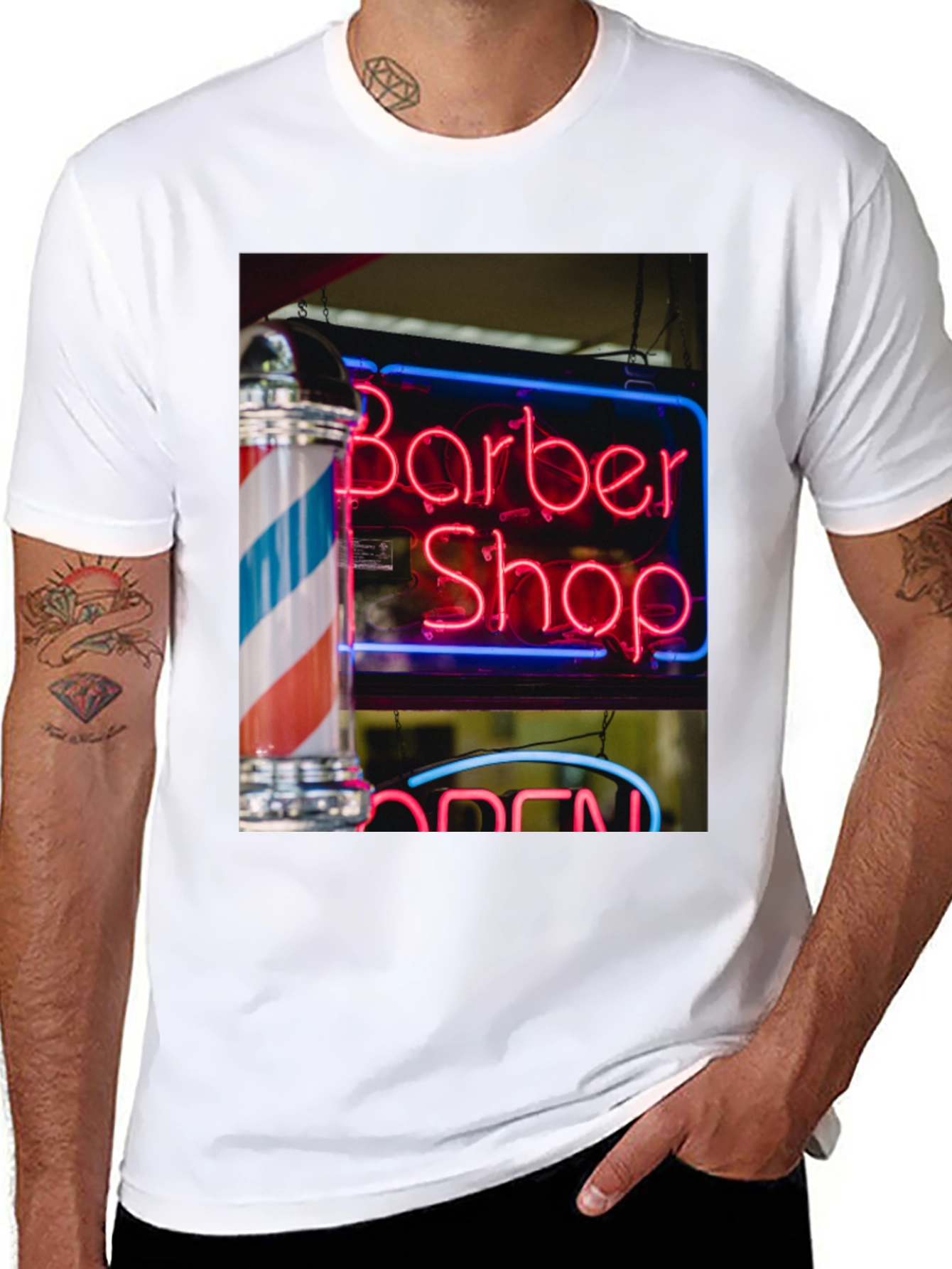 Barber Shop Neon Sign Graphic T-Shirt