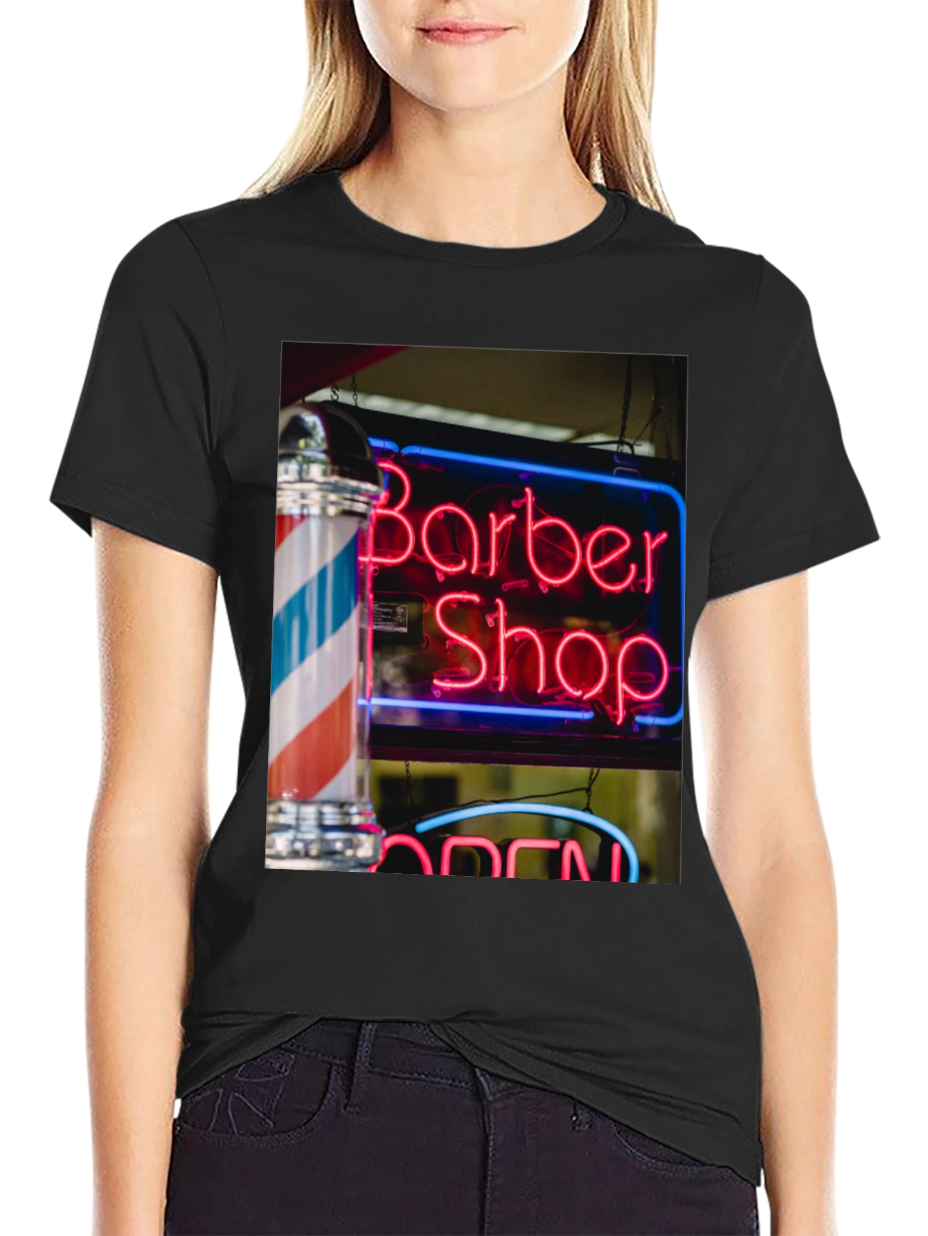 Barber Shop Neon Sign Graphic T-Shirt