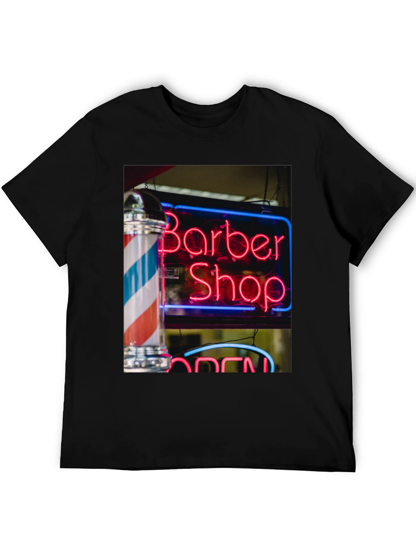 Barber Shop Neon Sign Graphic T-Shirt