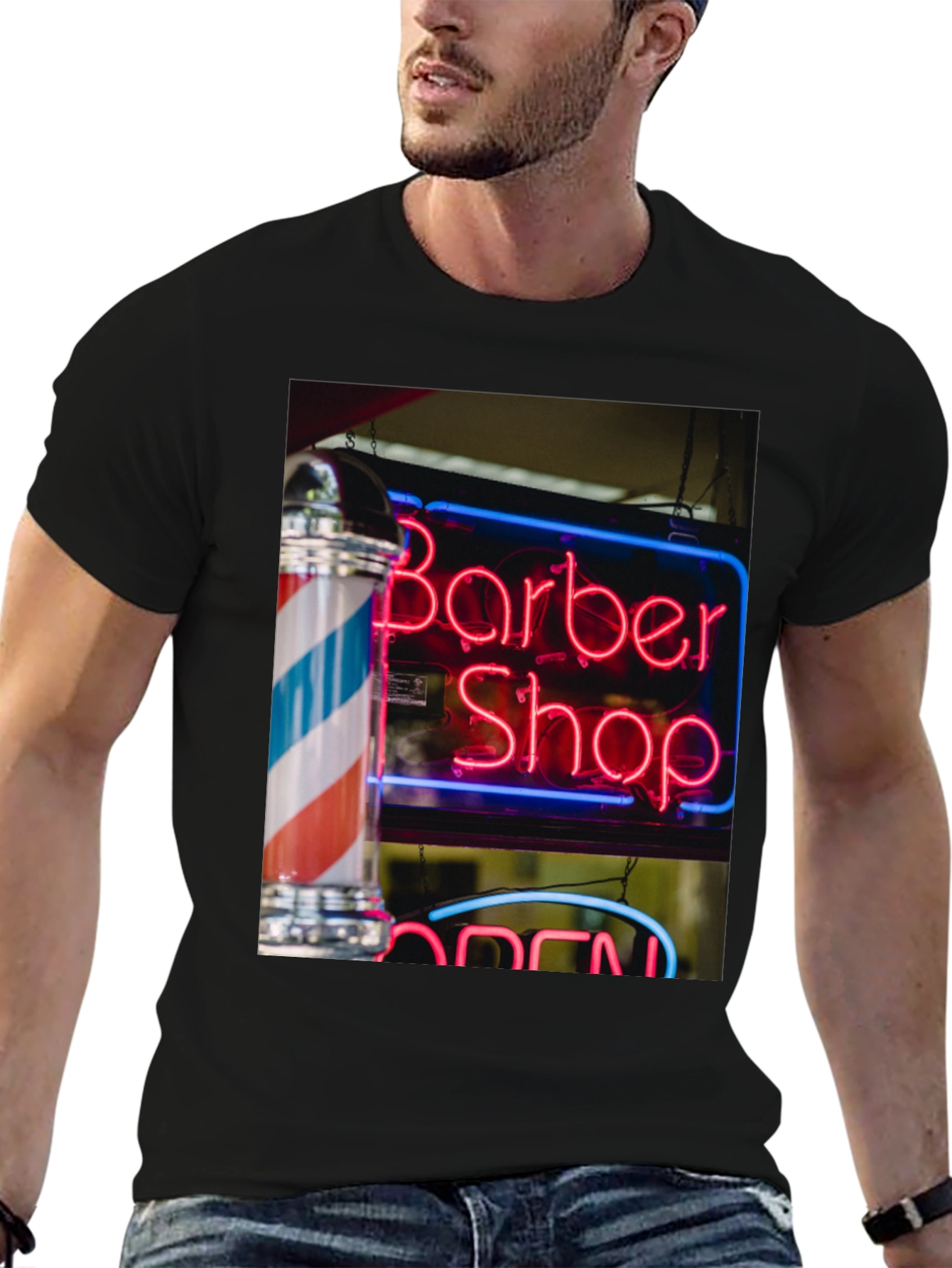 Barber Shop Neon Sign Graphic T-Shirt