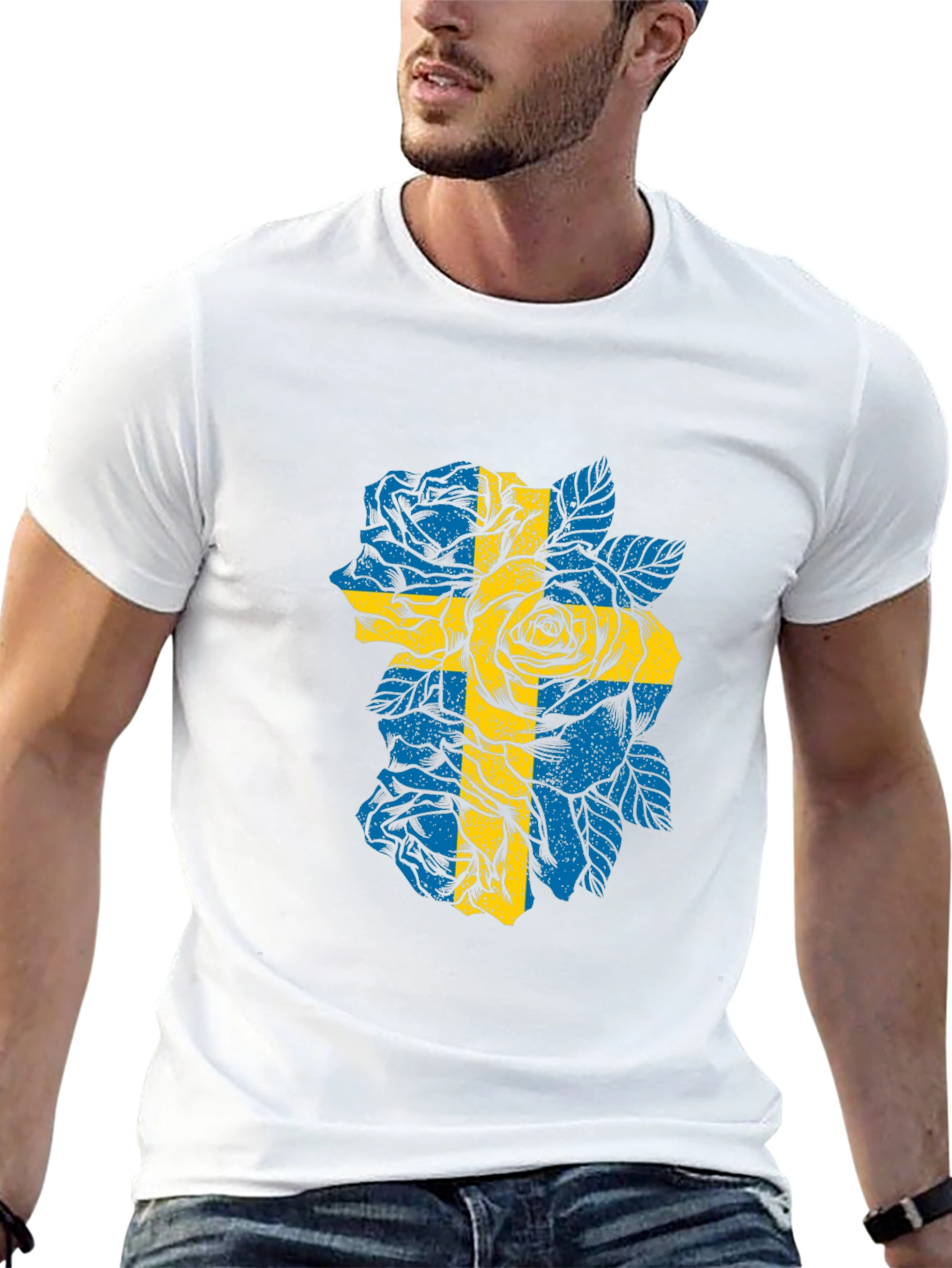 Sweden Flag Roses Graphic T-Shirt