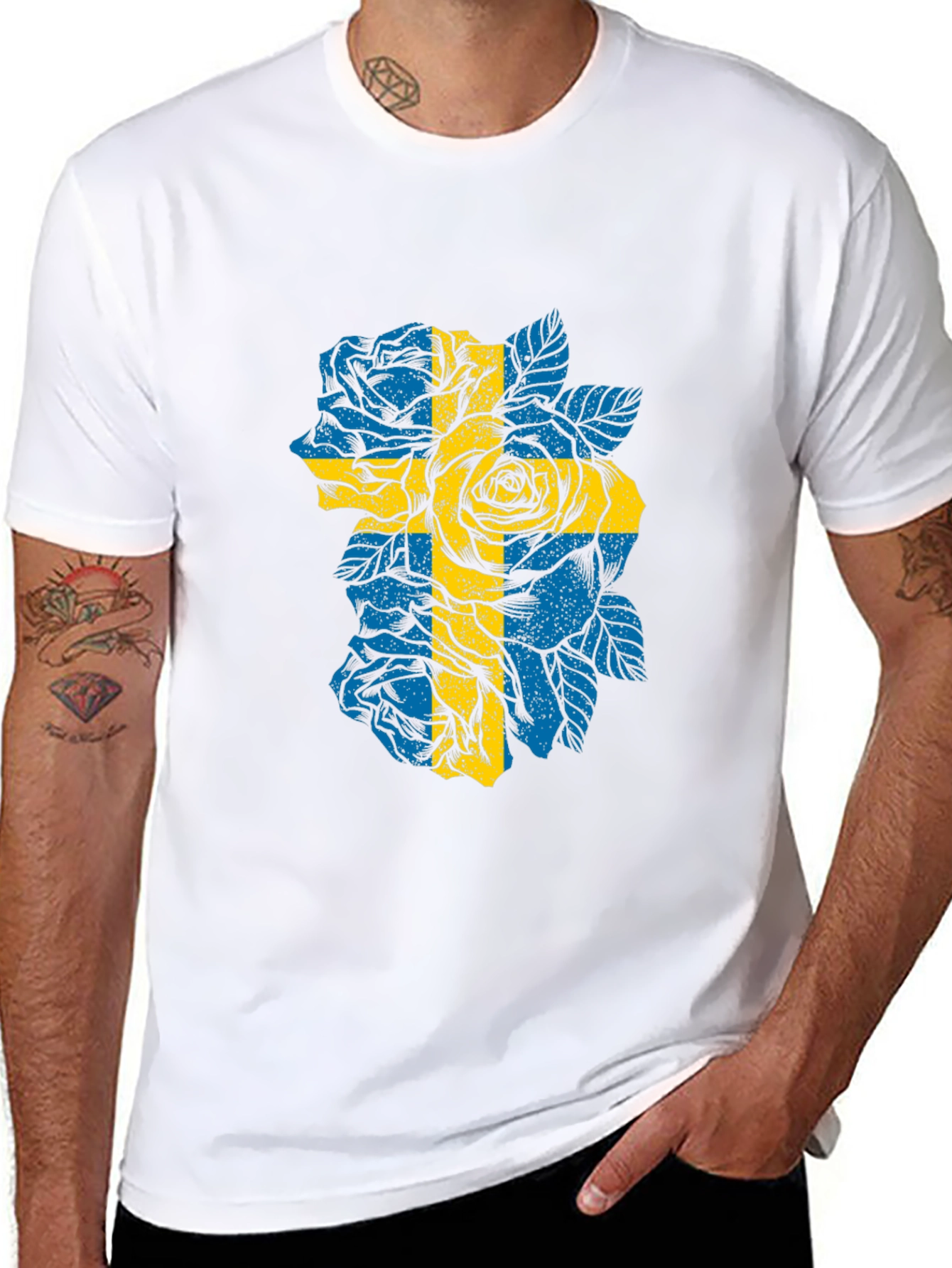 Sweden Flag Roses Graphic T-Shirt