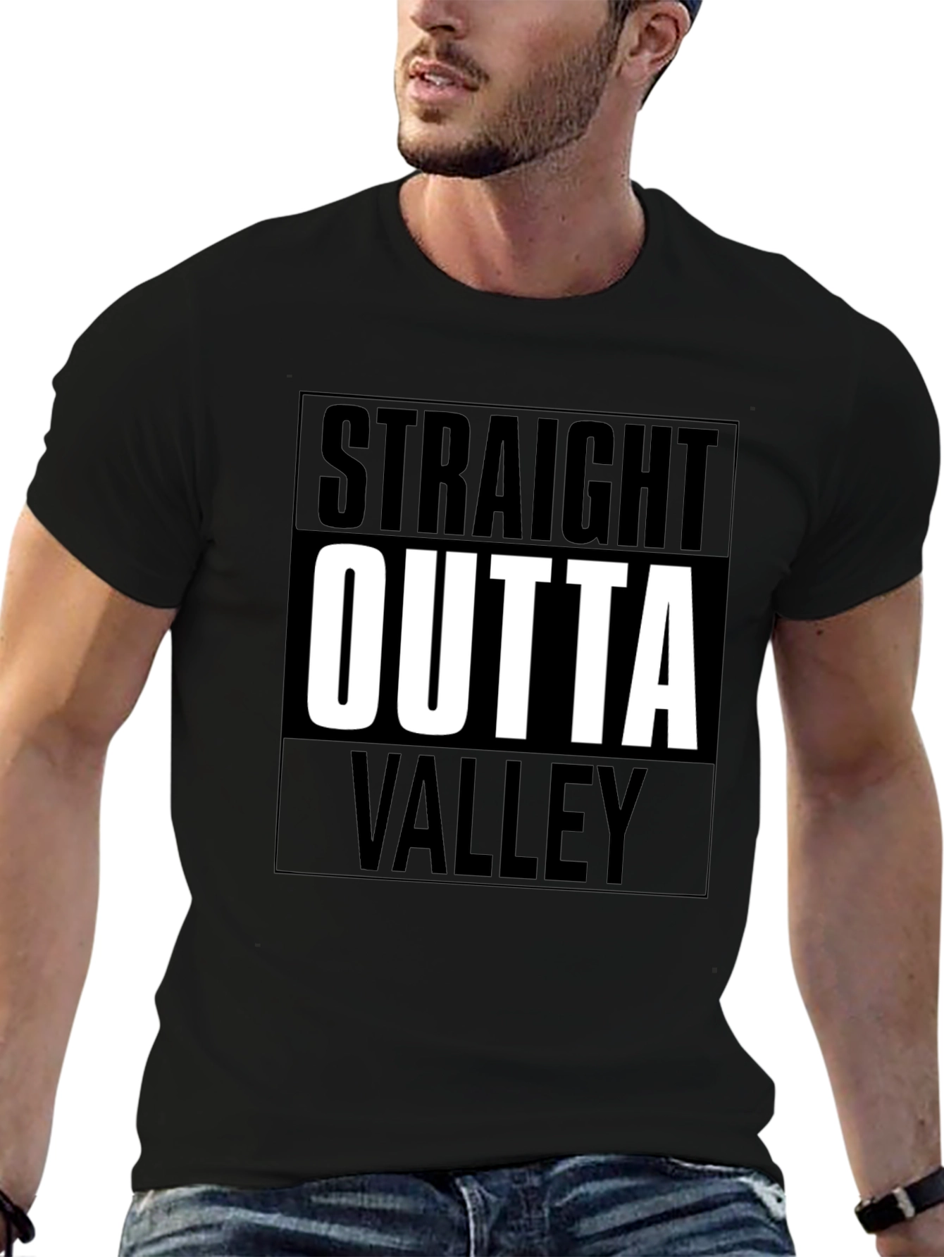 Straight Outta Valley Black Graphic Tee
