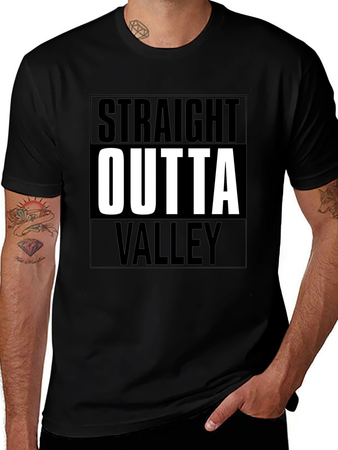Straight Outta Valley Black Graphic Tee