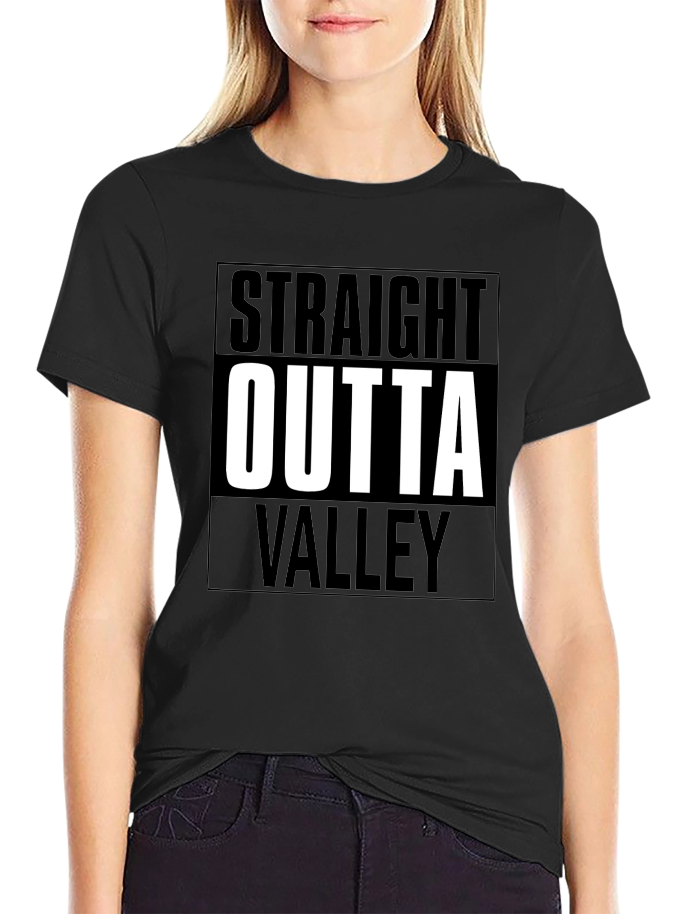 Straight Outta Valley Black Graphic Tee