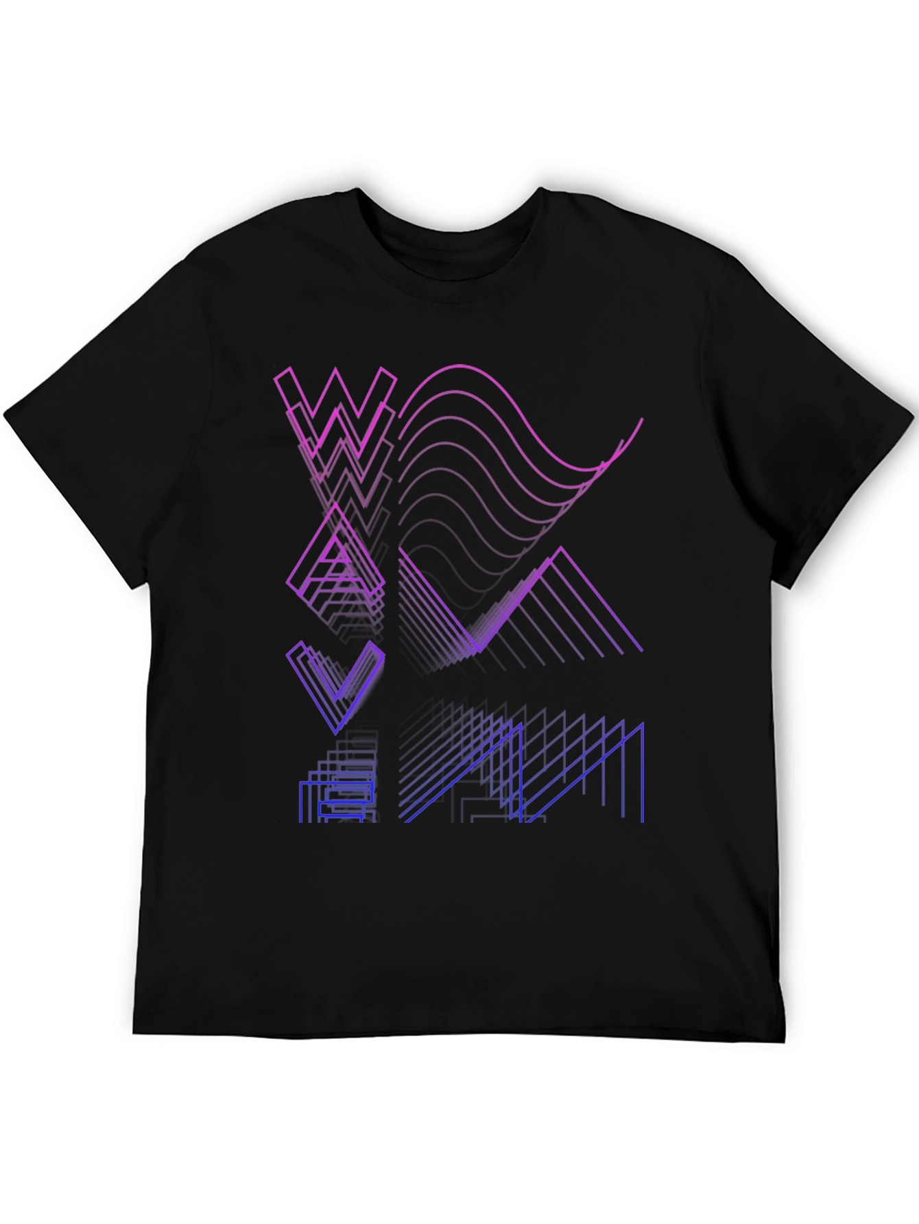 Abstract Geometric Line Art Mens Black T-Shirt
