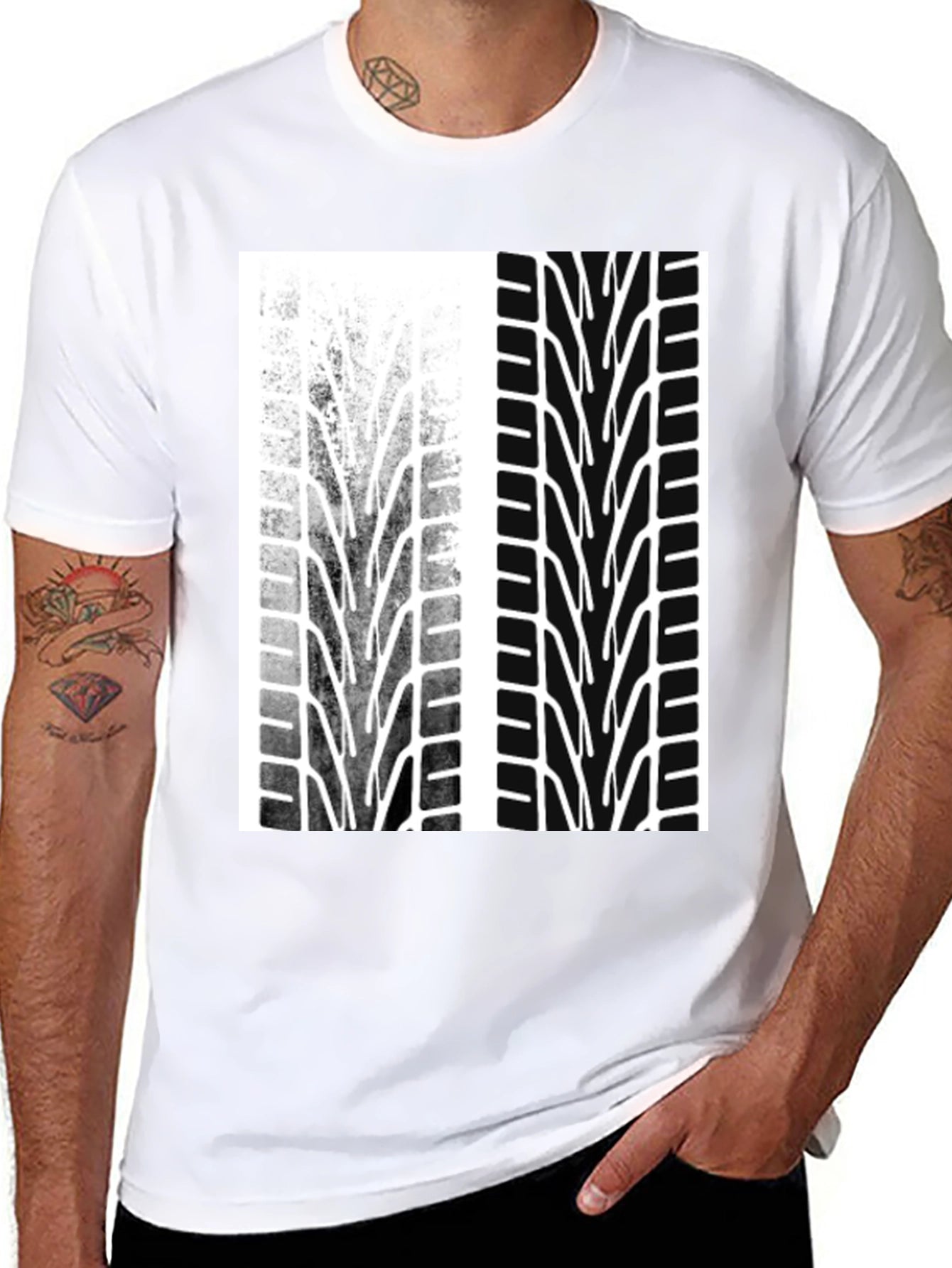 Tire Track Graphic Tee - Motorsport Style