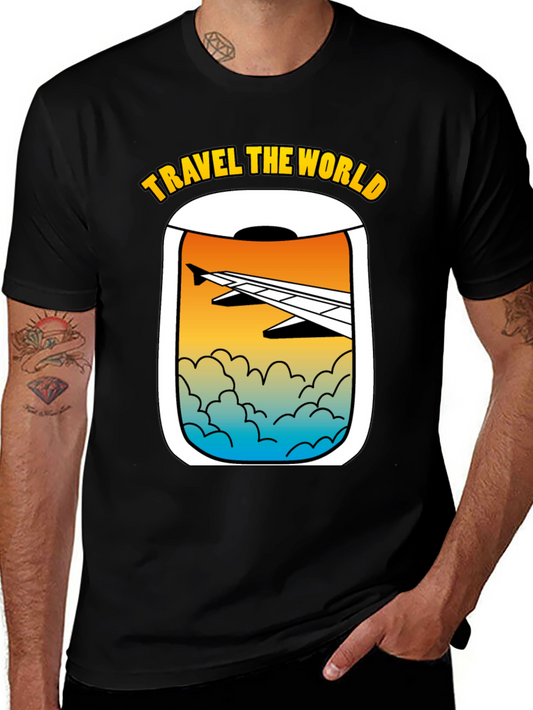 Travel the World Graphic T-Shirt - Airplane Window View