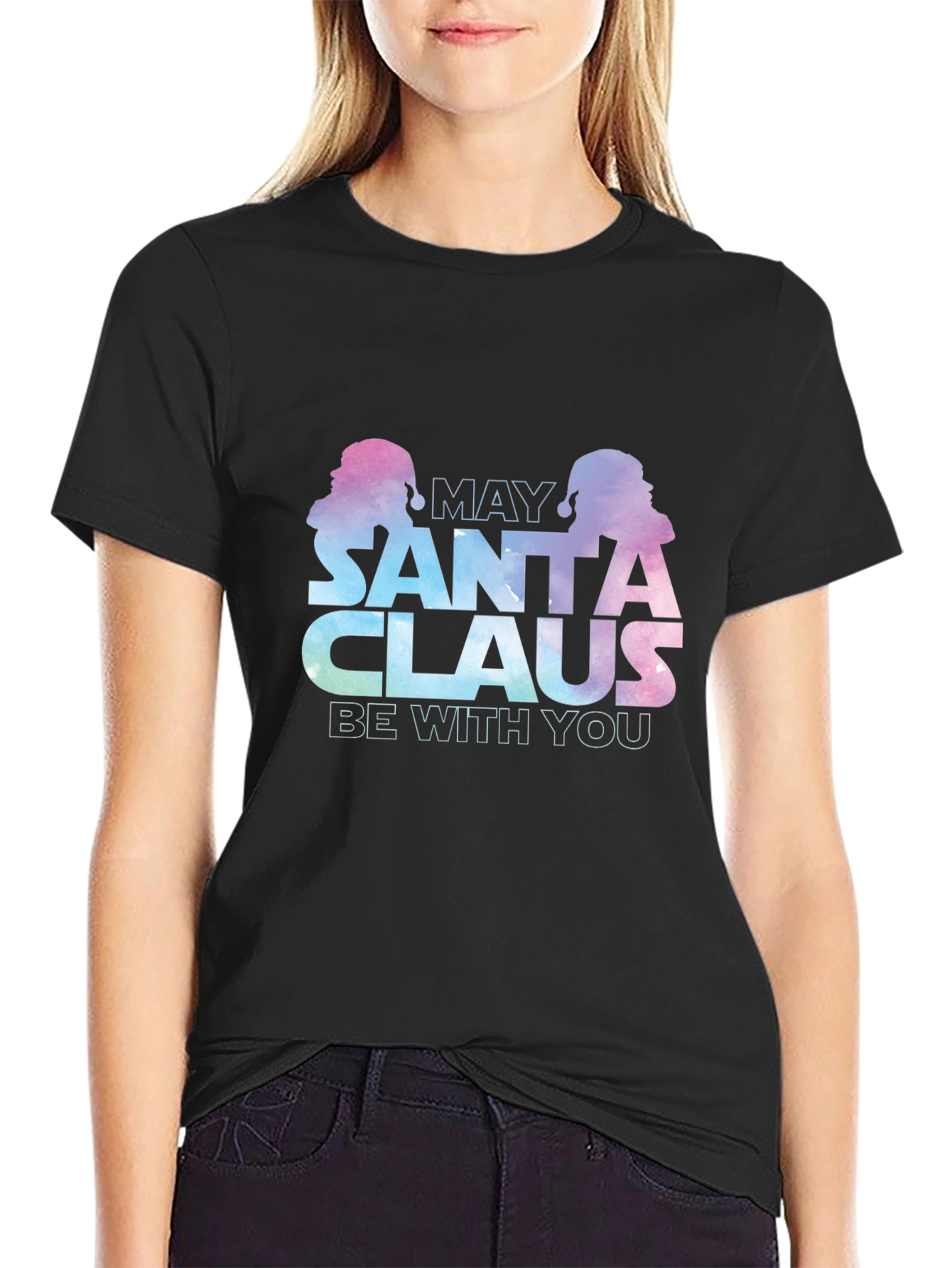 May Santa Claus Be With You Black T-Shirt