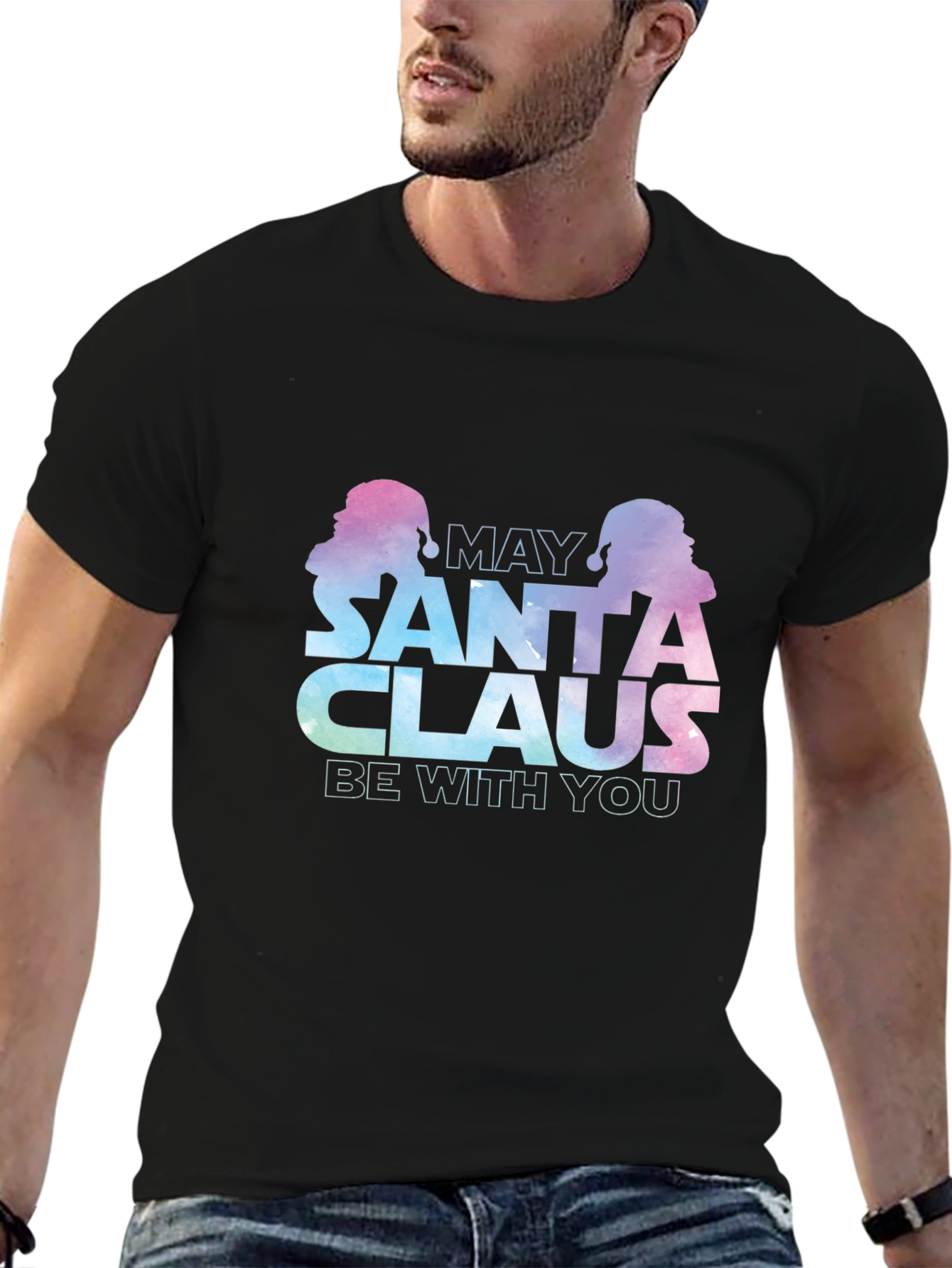 May Santa Claus Be With You Black T-Shirt