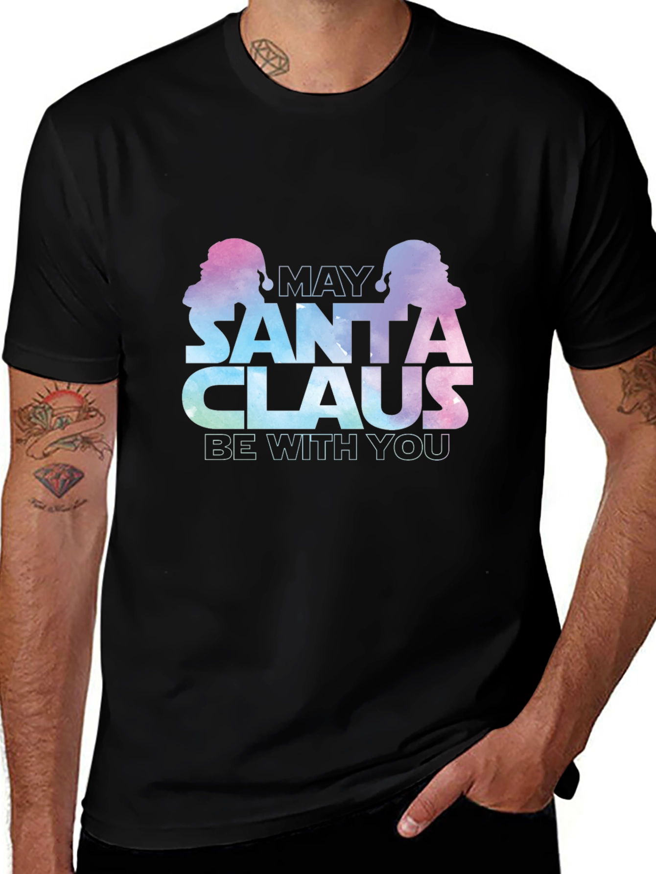 May Santa Claus Be With You Black T-Shirt