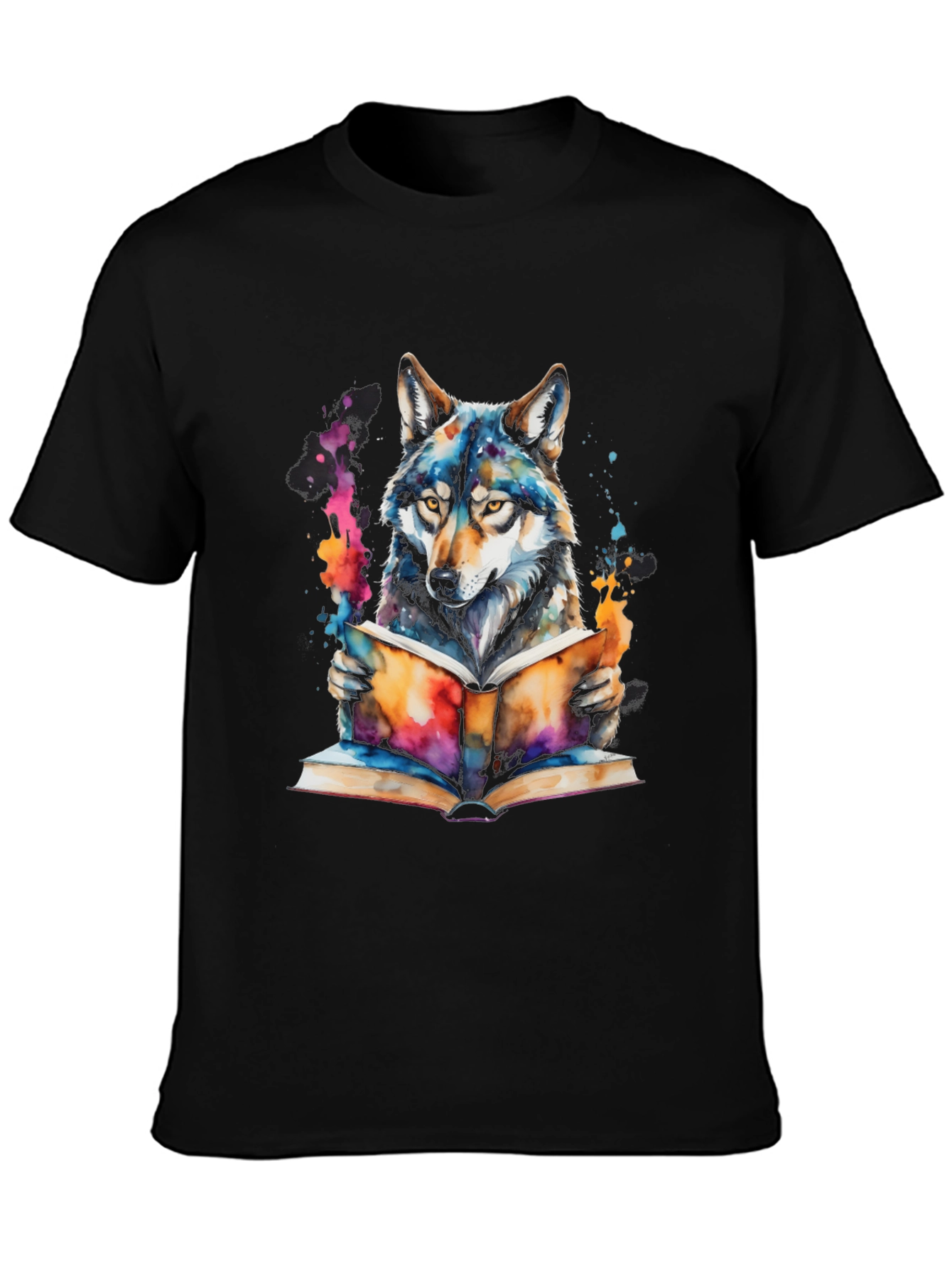 Wolf Reading Book T-Shirt - Artistic Graphic Tee