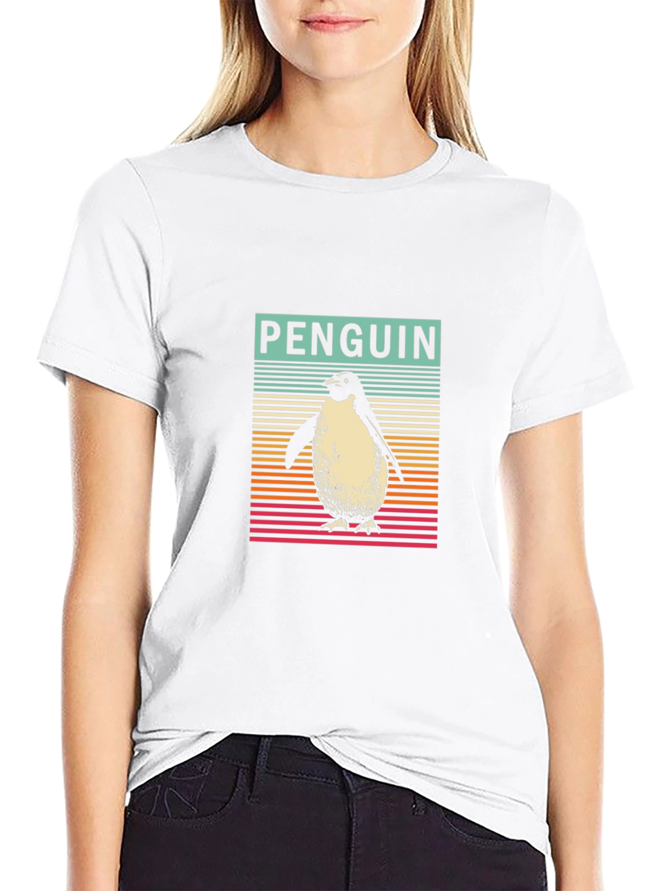 Retro Penguin Graphic Tee - Stylish Black T-Shirt