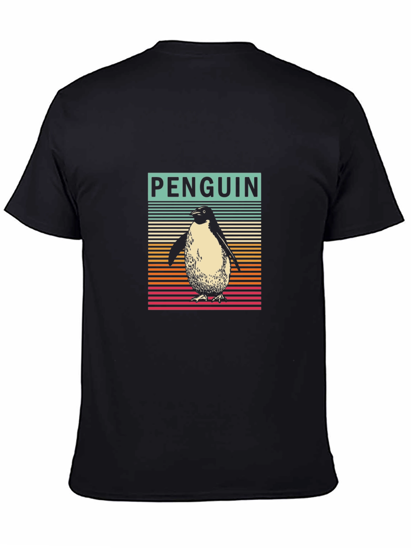 Retro Penguin Graphic Tee - Stylish Black T-Shirt
