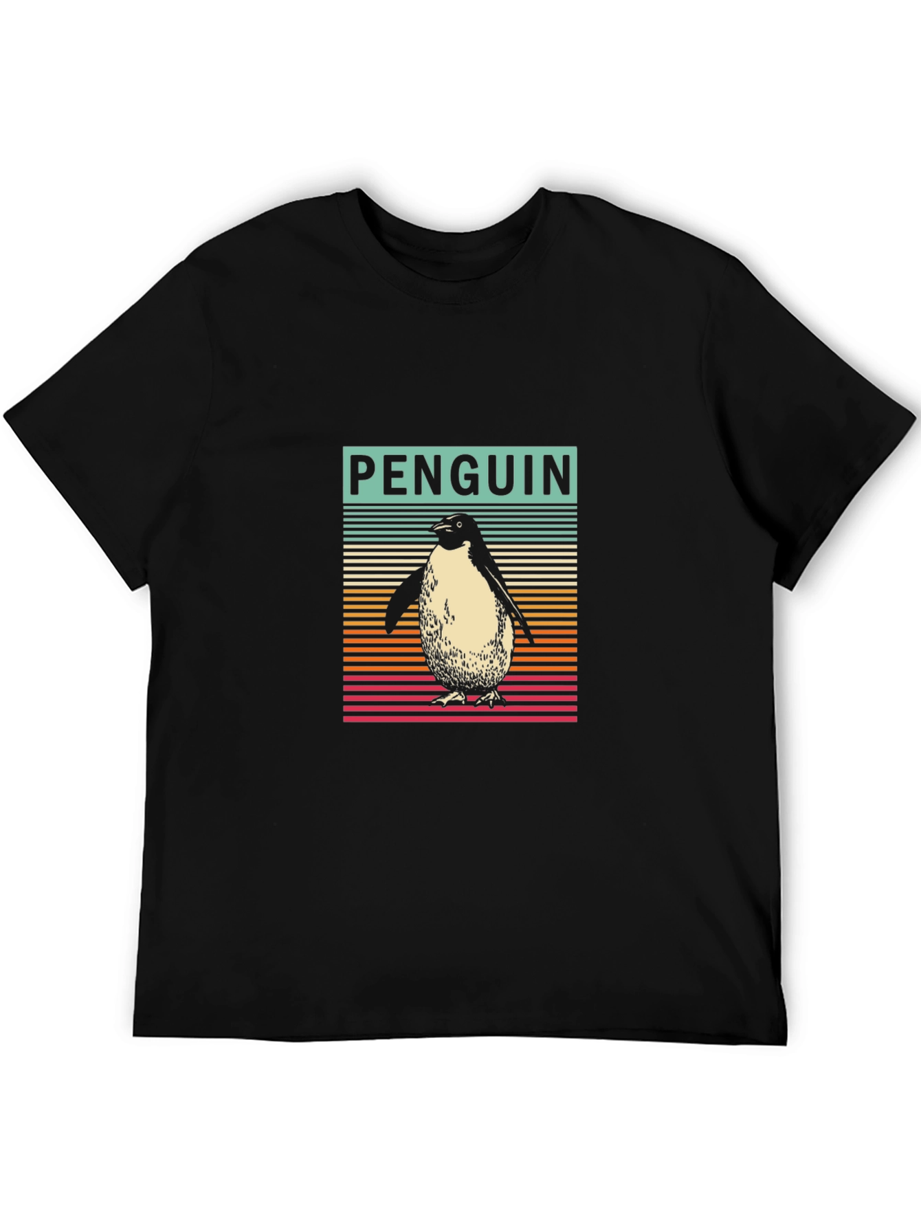 Retro Penguin Graphic Tee - Stylish Black T-Shirt