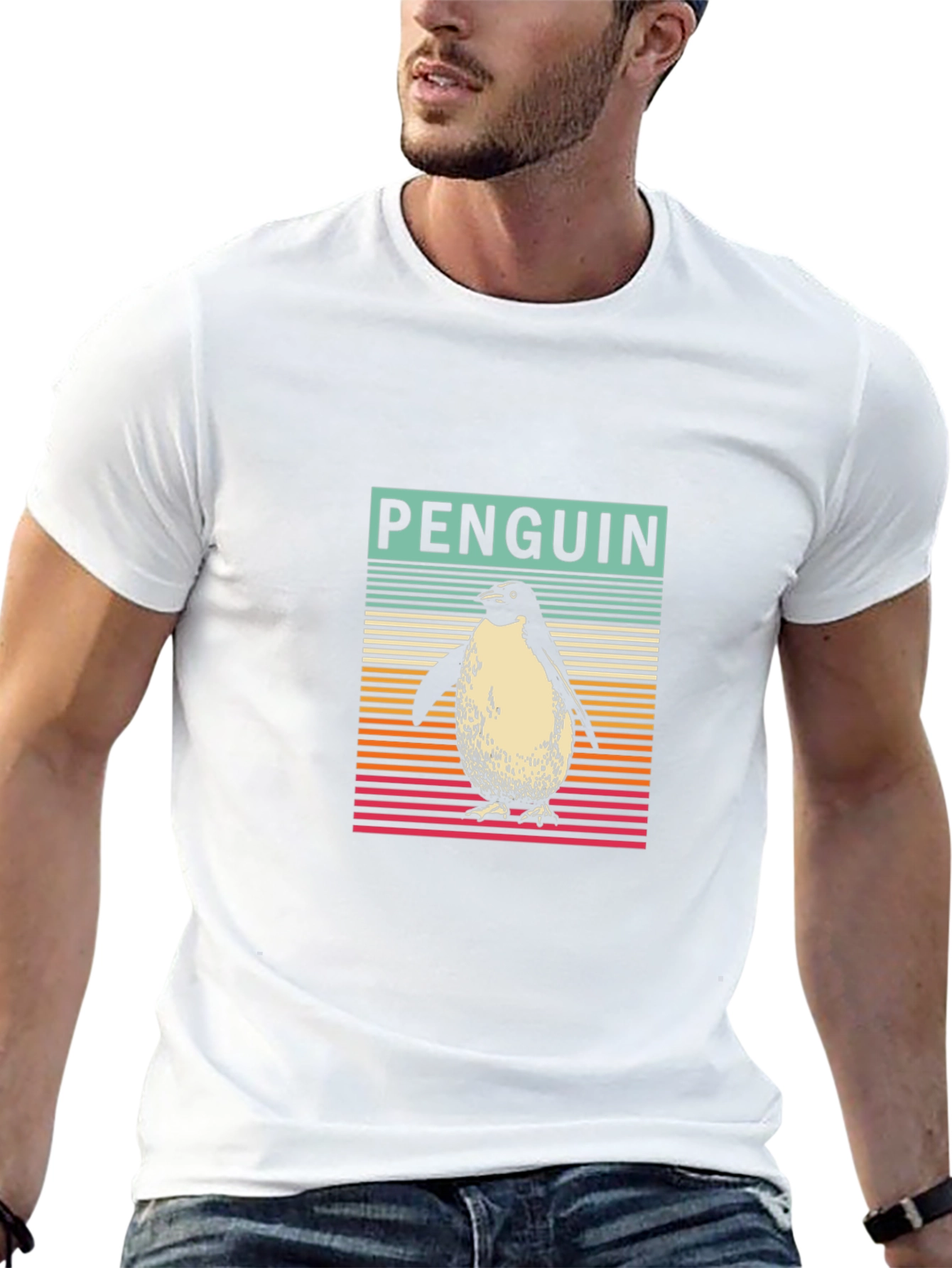 Retro Penguin Graphic Tee - Stylish Black T-Shirt