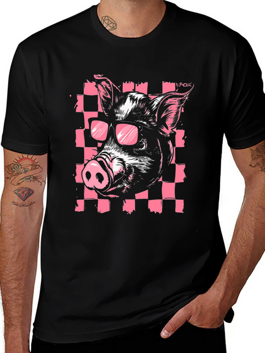 Cool Pig Graphic Print Black T-Shirt