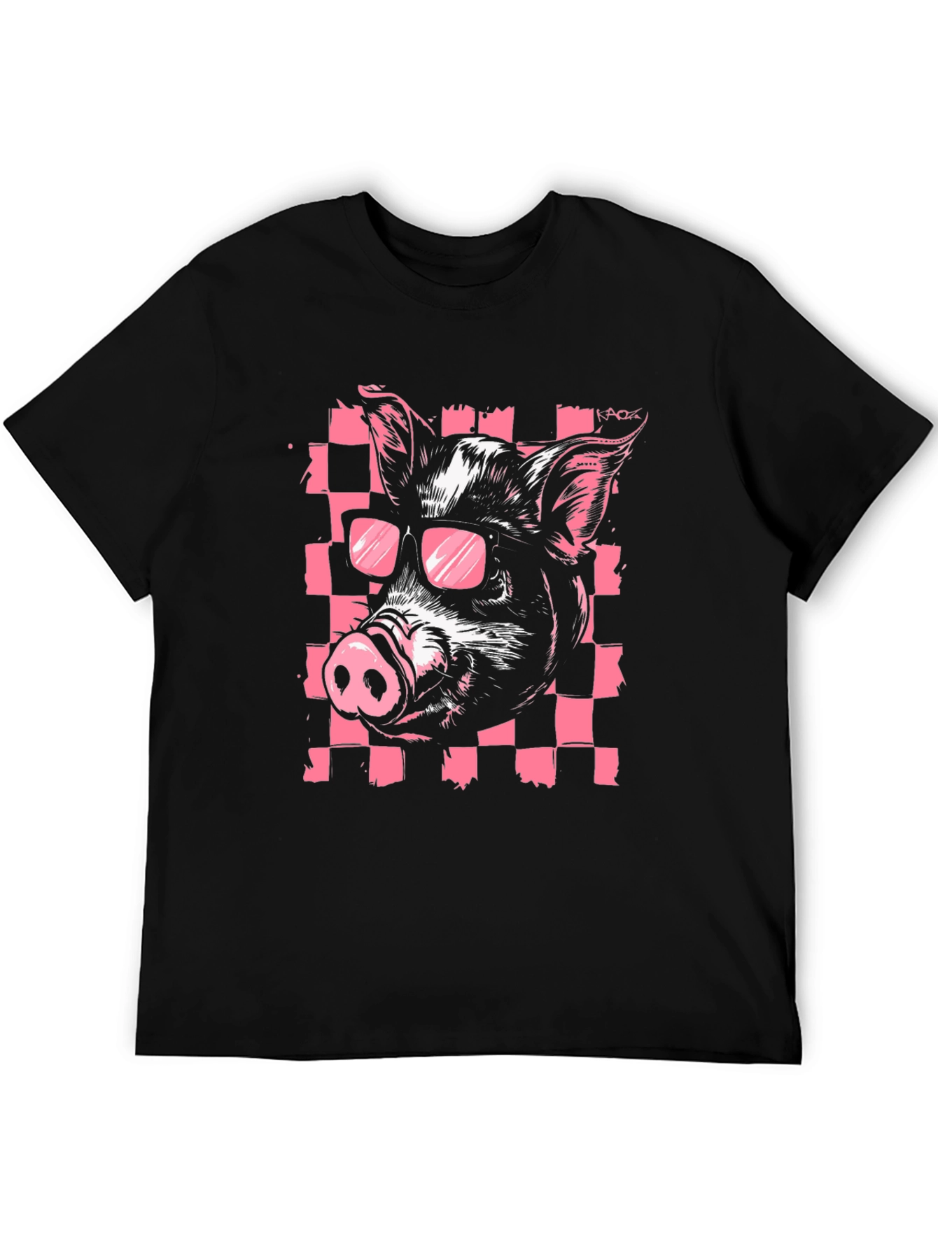 Cool Pig Graphic Print Black T-Shirt