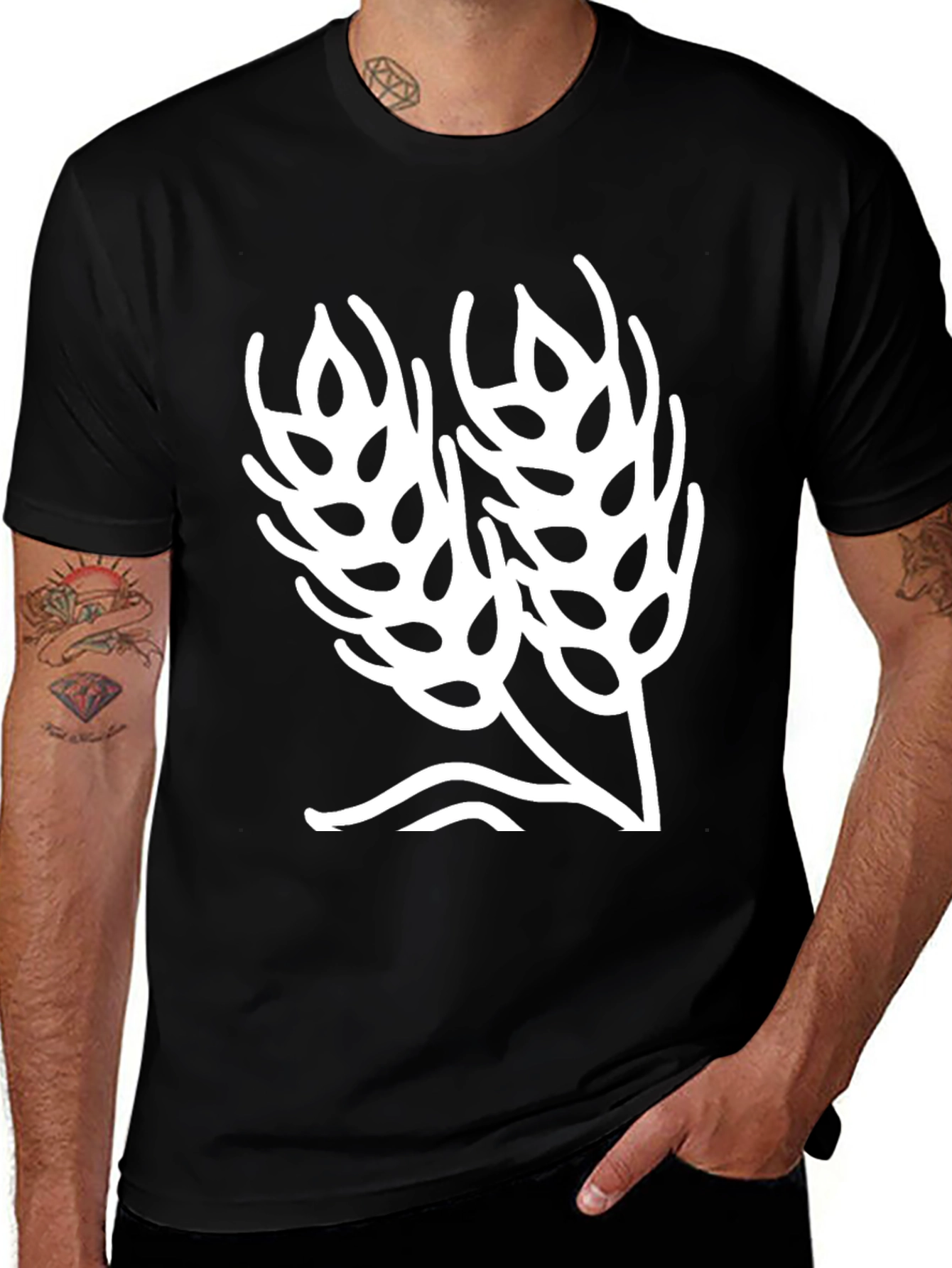 Wheat Graphic Black T-Shirt