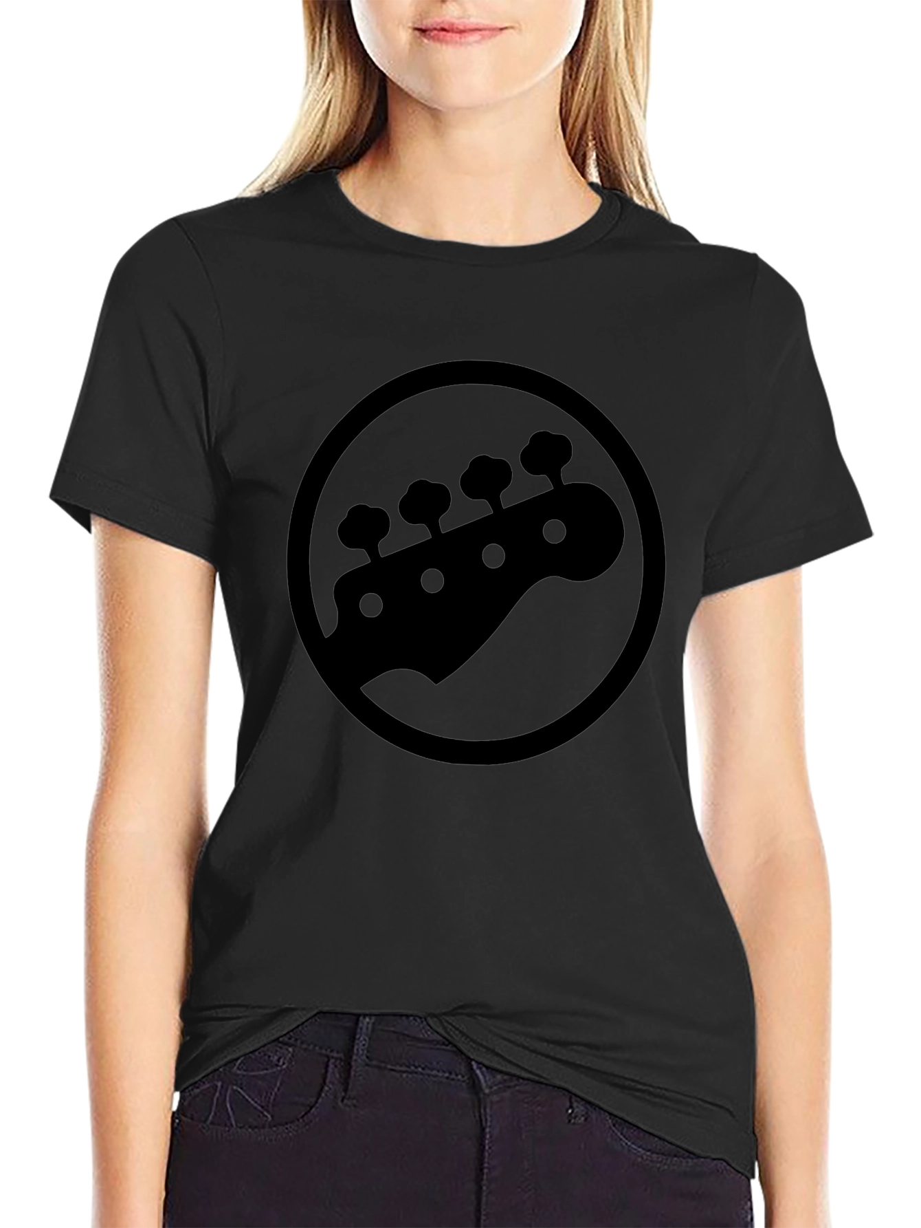 Black Graphic Tee - Bass Guitar Headstock Design