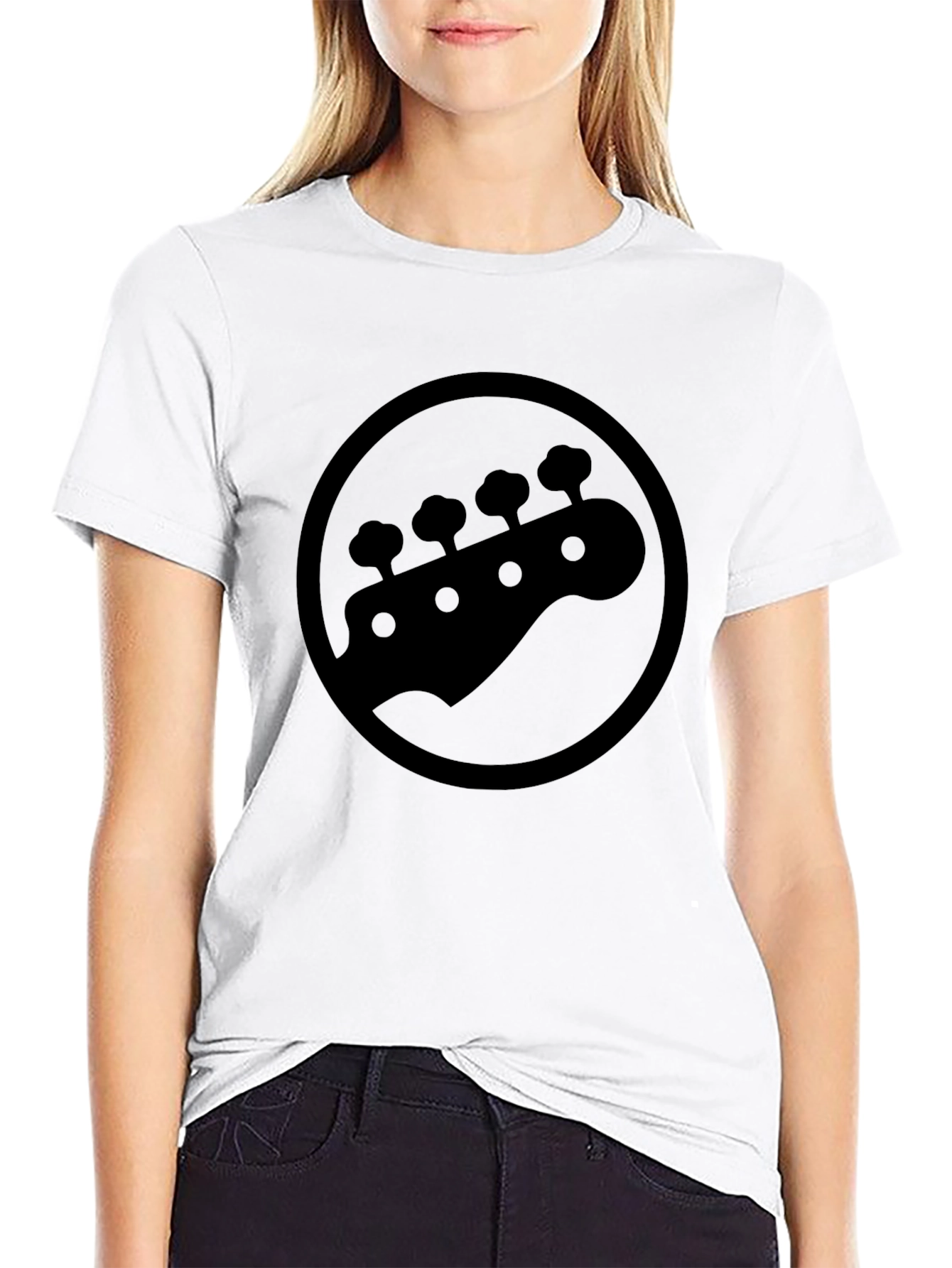 Black Graphic Tee - Bass Guitar Headstock Design