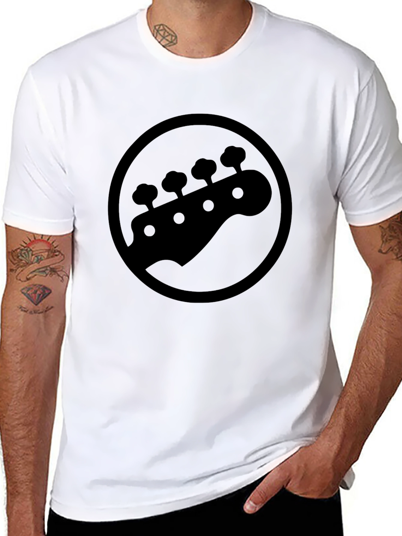Black Graphic Tee - Bass Guitar Headstock Design