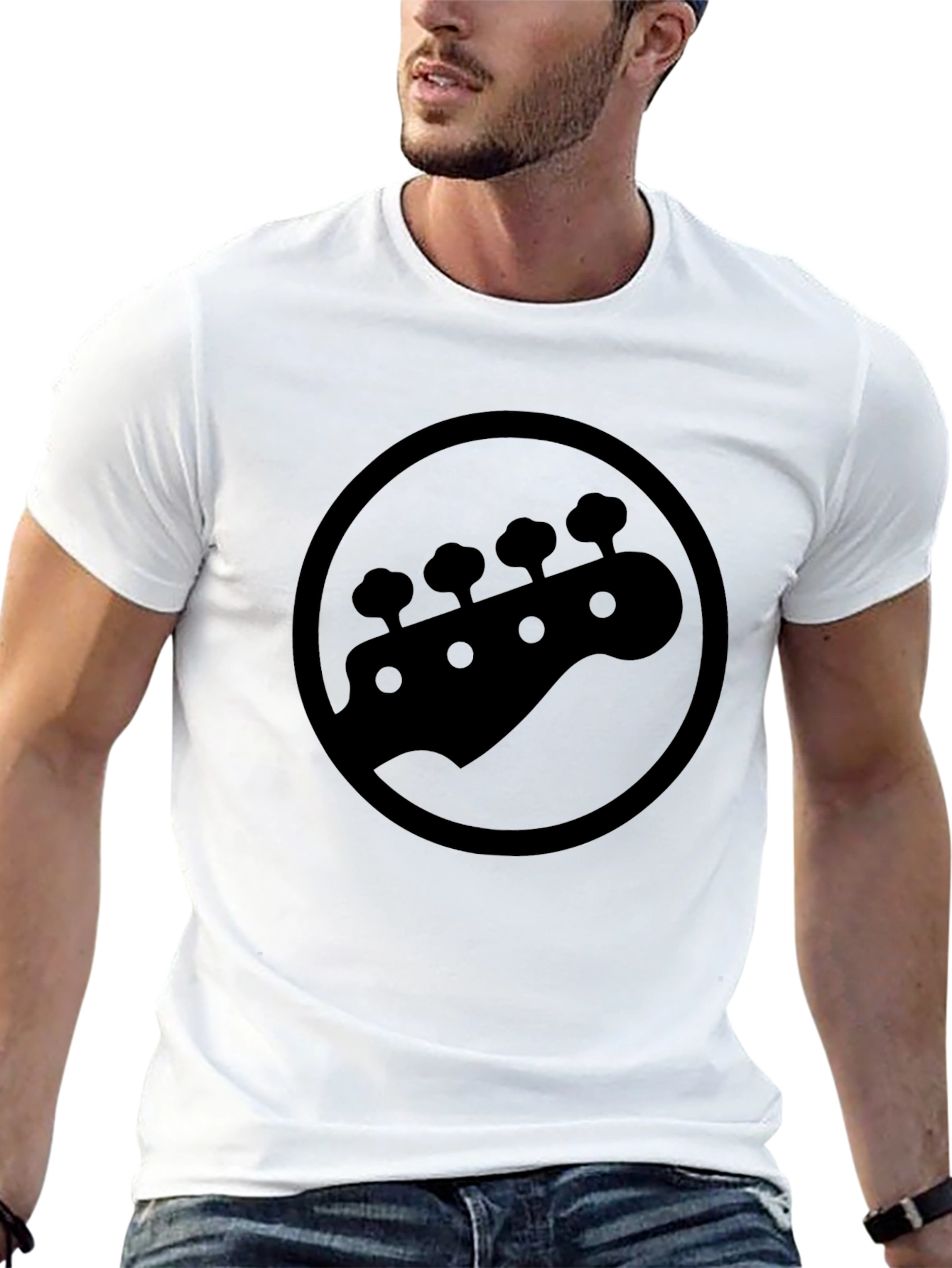 Black Graphic Tee - Bass Guitar Headstock Design