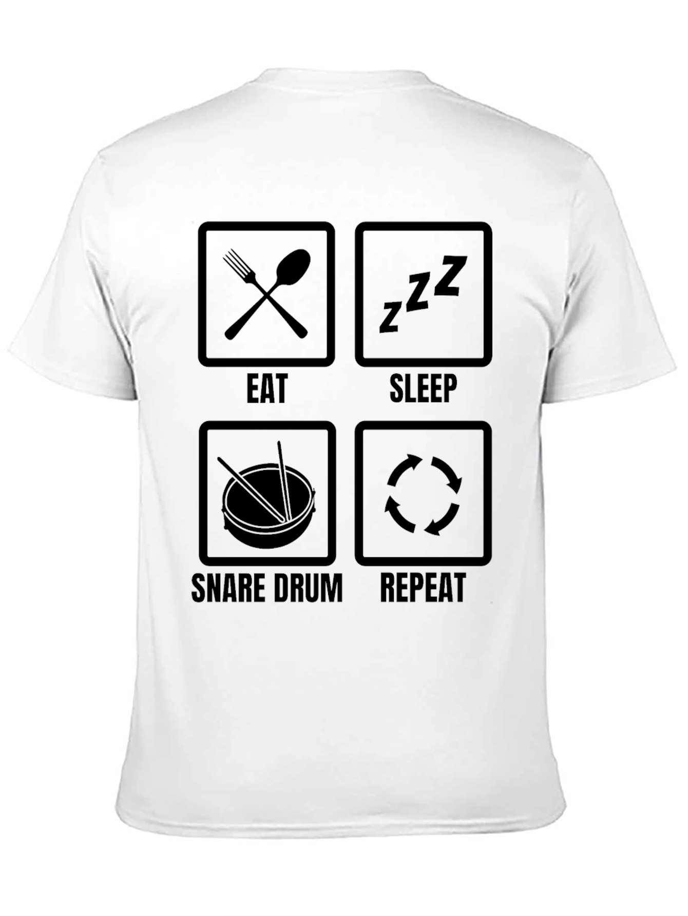 Eat Sleep Snare Drum Repeat Black T-Shirt