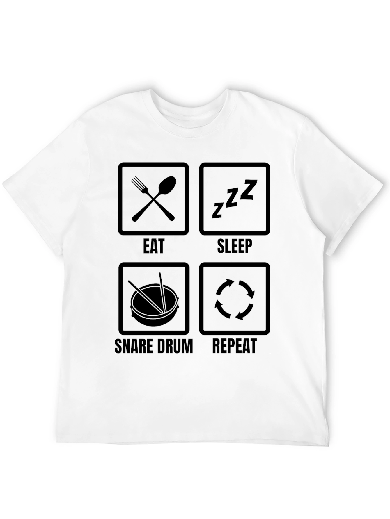 Eat Sleep Snare Drum Repeat Black T-Shirt