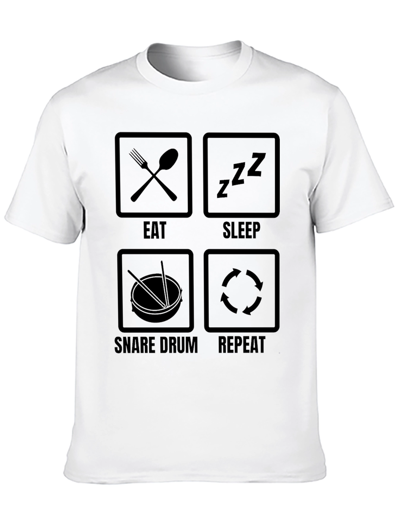 Eat Sleep Snare Drum Repeat Black T-Shirt