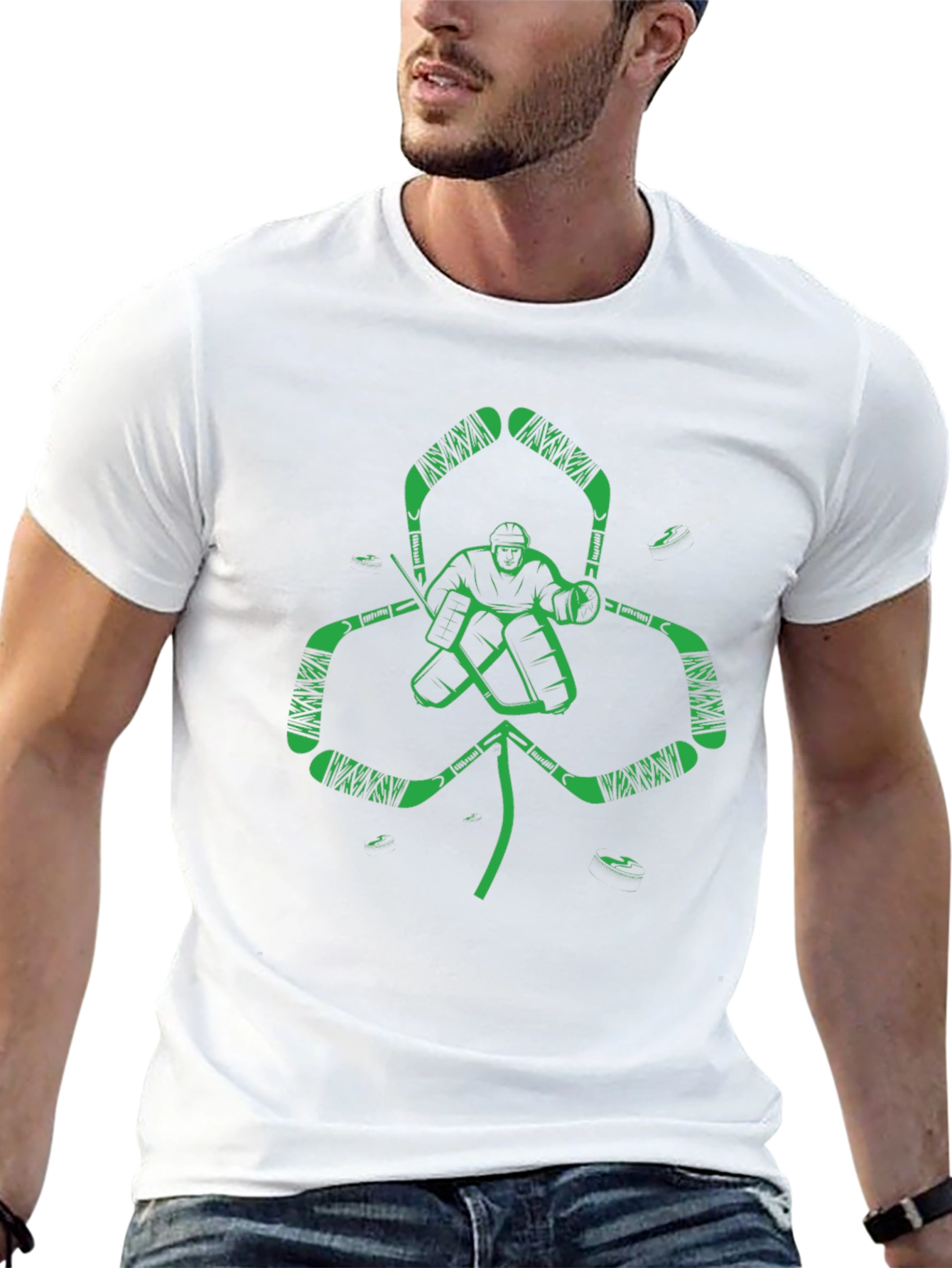 Hockey Goalie Shamrock T-Shirt - Lucky Irish Style