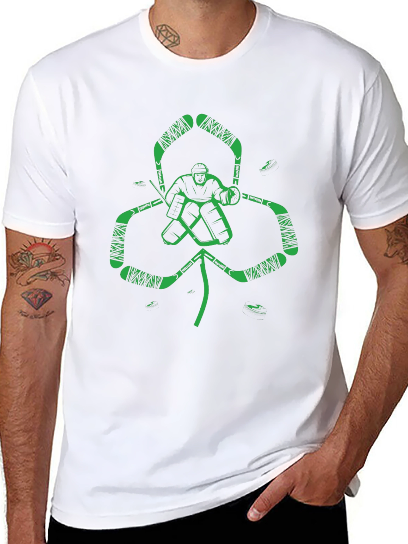 Hockey Goalie Shamrock T-Shirt - Lucky Irish Style