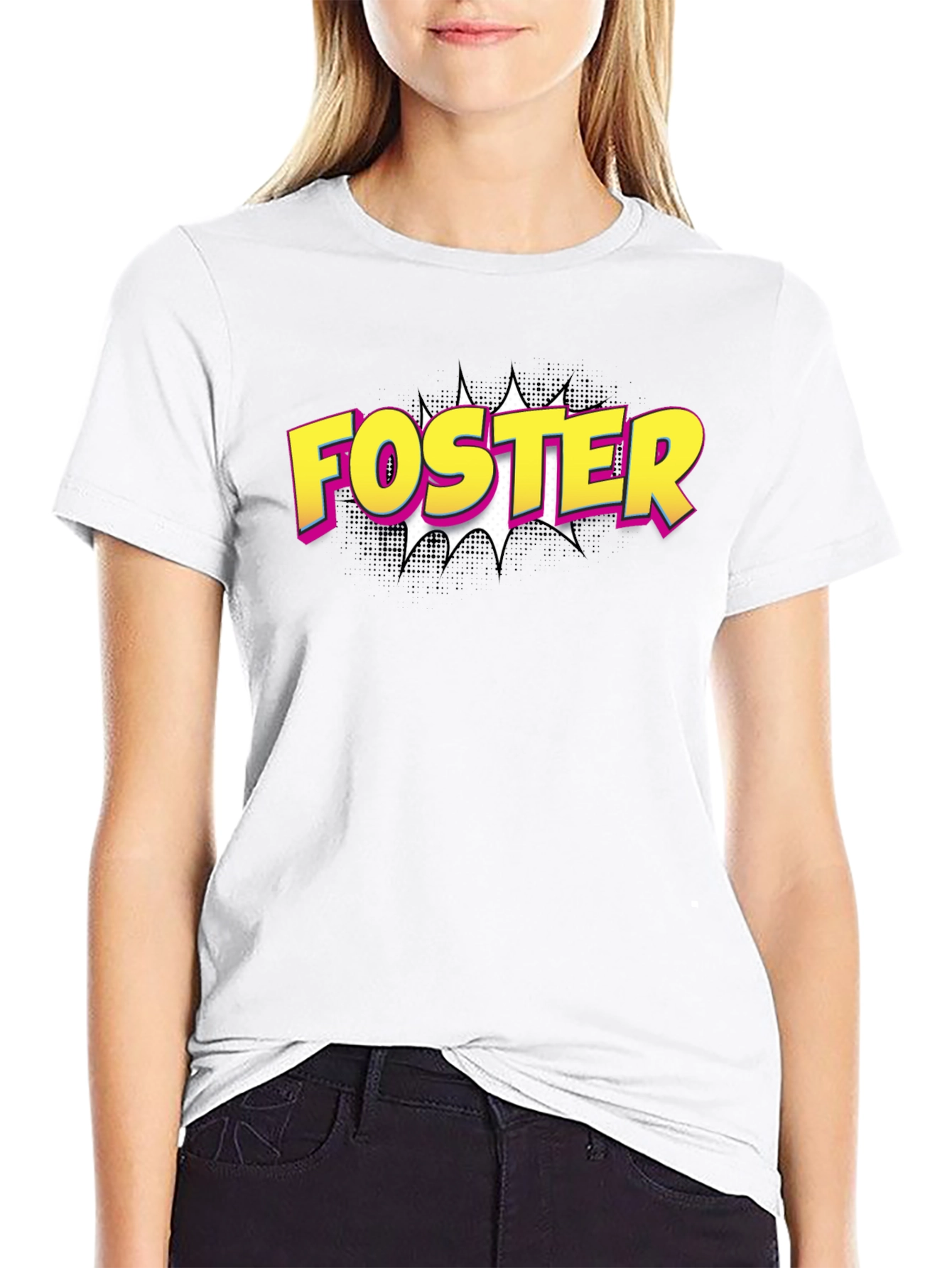 Foster Comic Style T-Shirt - Black Cotton Tee